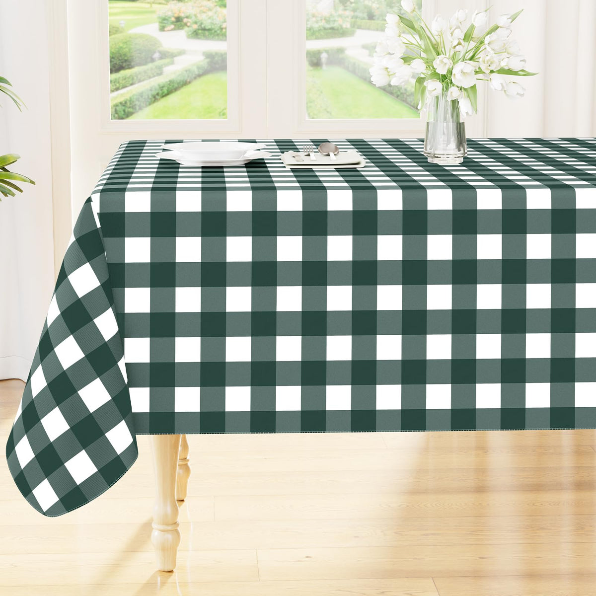 Smiry Picnic Table Cloth, Vinyl Tablecloths with Flannel Backing, 60"x84"