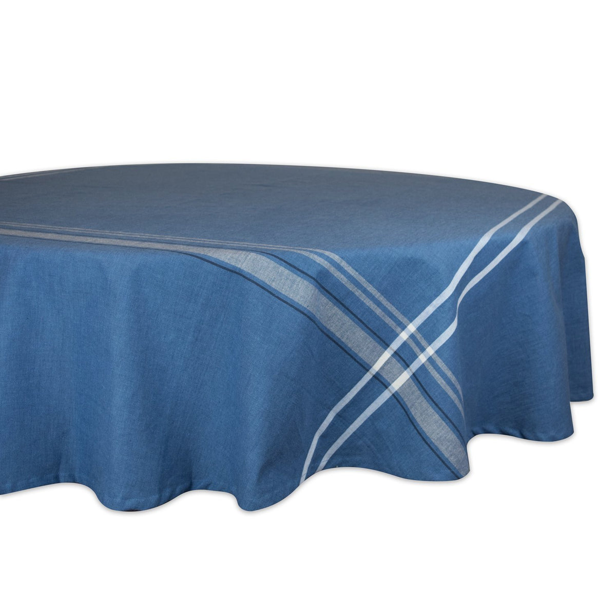 DII French Stripe Tabletop Collection Farmhouse Style Dining Table Linen Tablecloth, 60x120, Blue Chambray