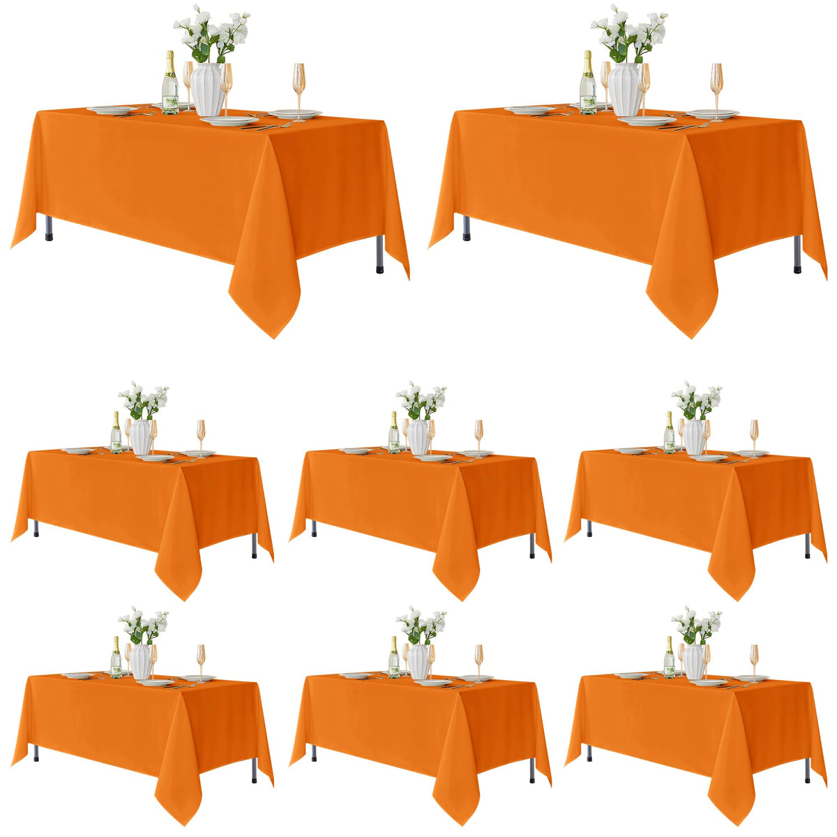 Fitable 6 Pack White Table Cloths 70x120 Inch for 6-8 Ft Rectangle Tables