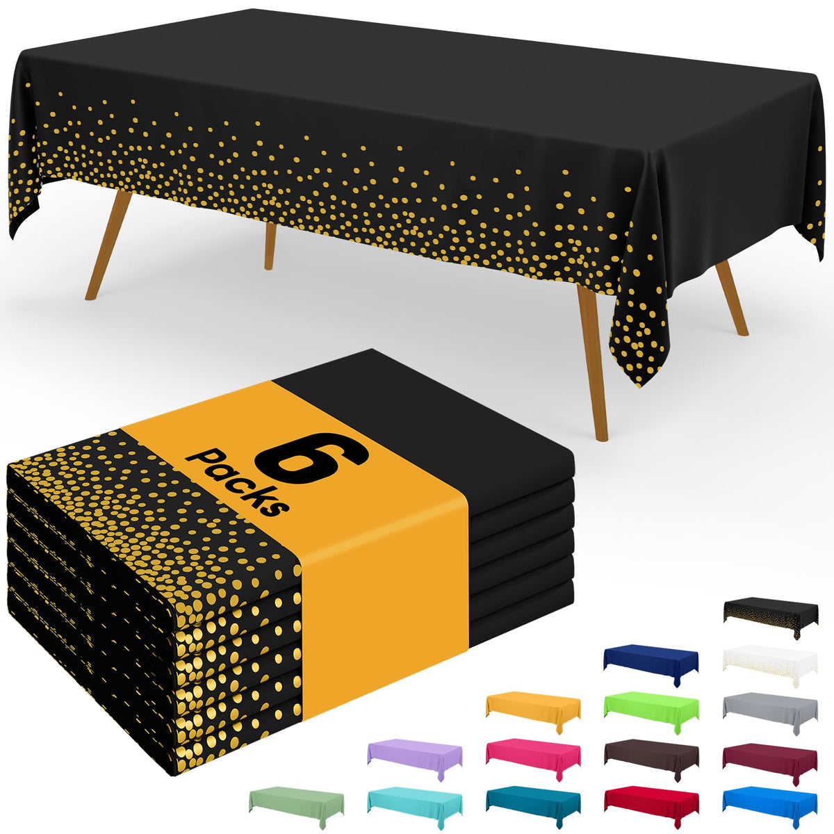 Smiry Disposable Table Cloth - 6 Pack, 54 x 108 Inch Waterproof Rectangle Tablecloths for Parties, Decorative Plastic Table Cover, Leakproof & Sturdy, White