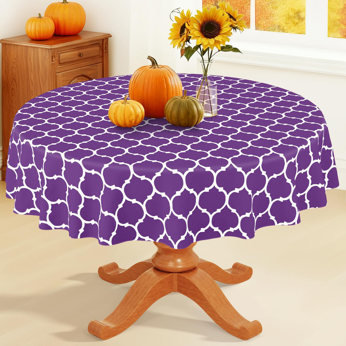 Smiry Rectangle Table Cloth, Flannel Backed Vinyl Tablecloth, 60"x84"