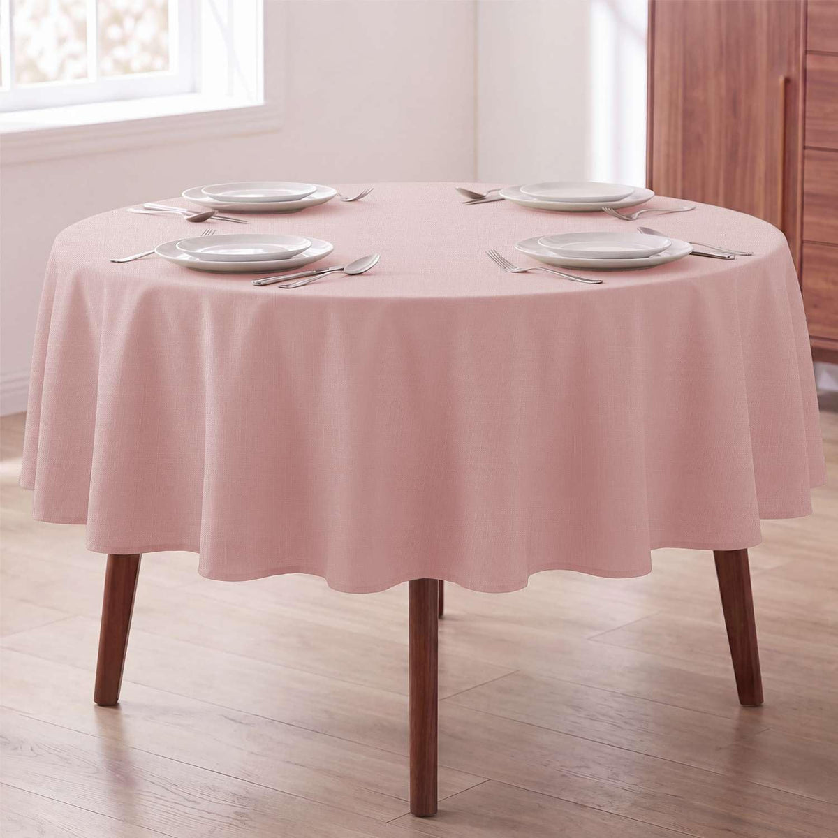 H.VERSAILTEX Linen Textured Table Cloths 60 x 120 Inch Premium Solid Tablecloth Spill-Proof Waterproof Table Cover for Dining Buffet Feature Extra Soft and Thick Fabric Wrinkle Free, Taupe