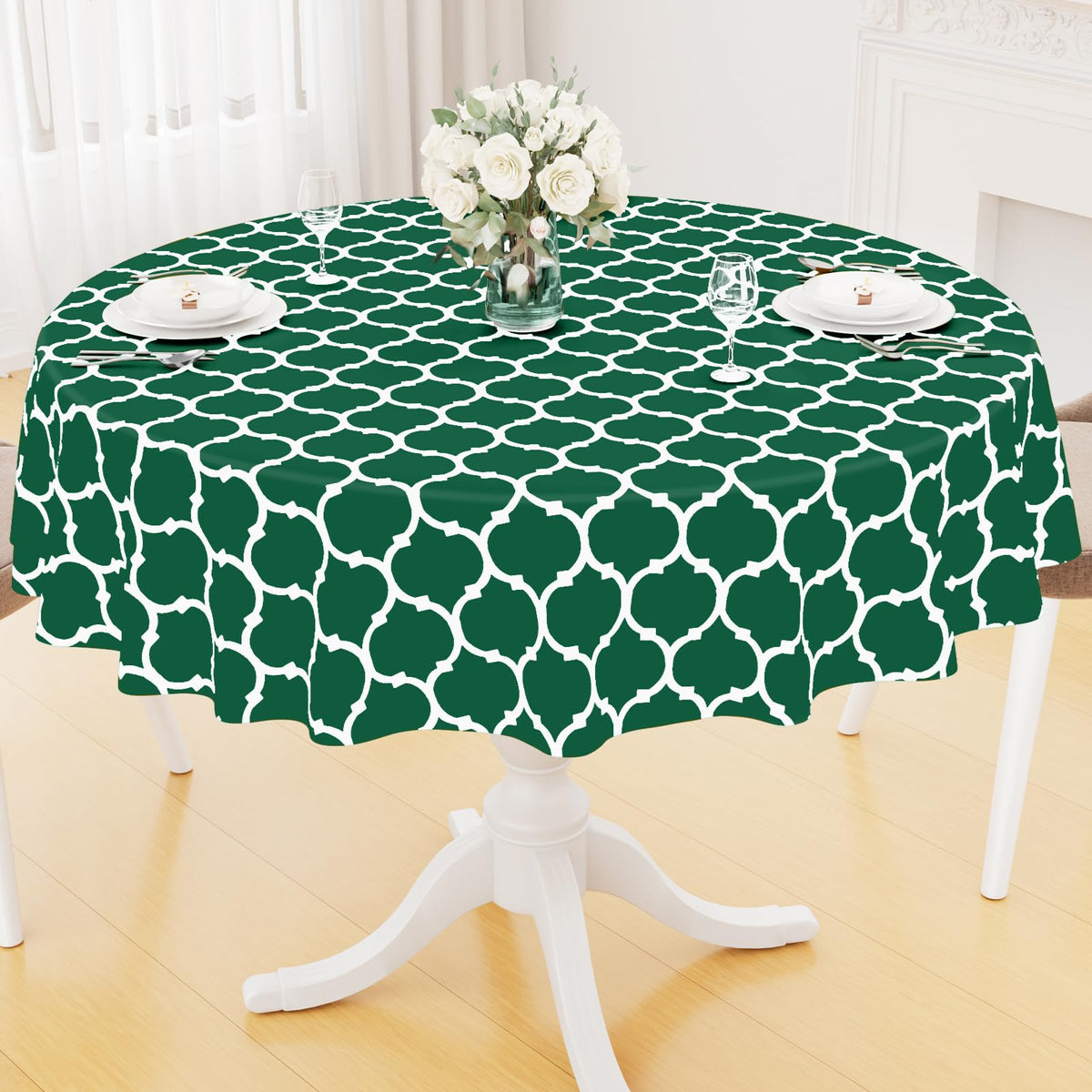 Smiry Rectangle Table Cloth, Flannel Backed Vinyl Tablecloth, 60"x84"