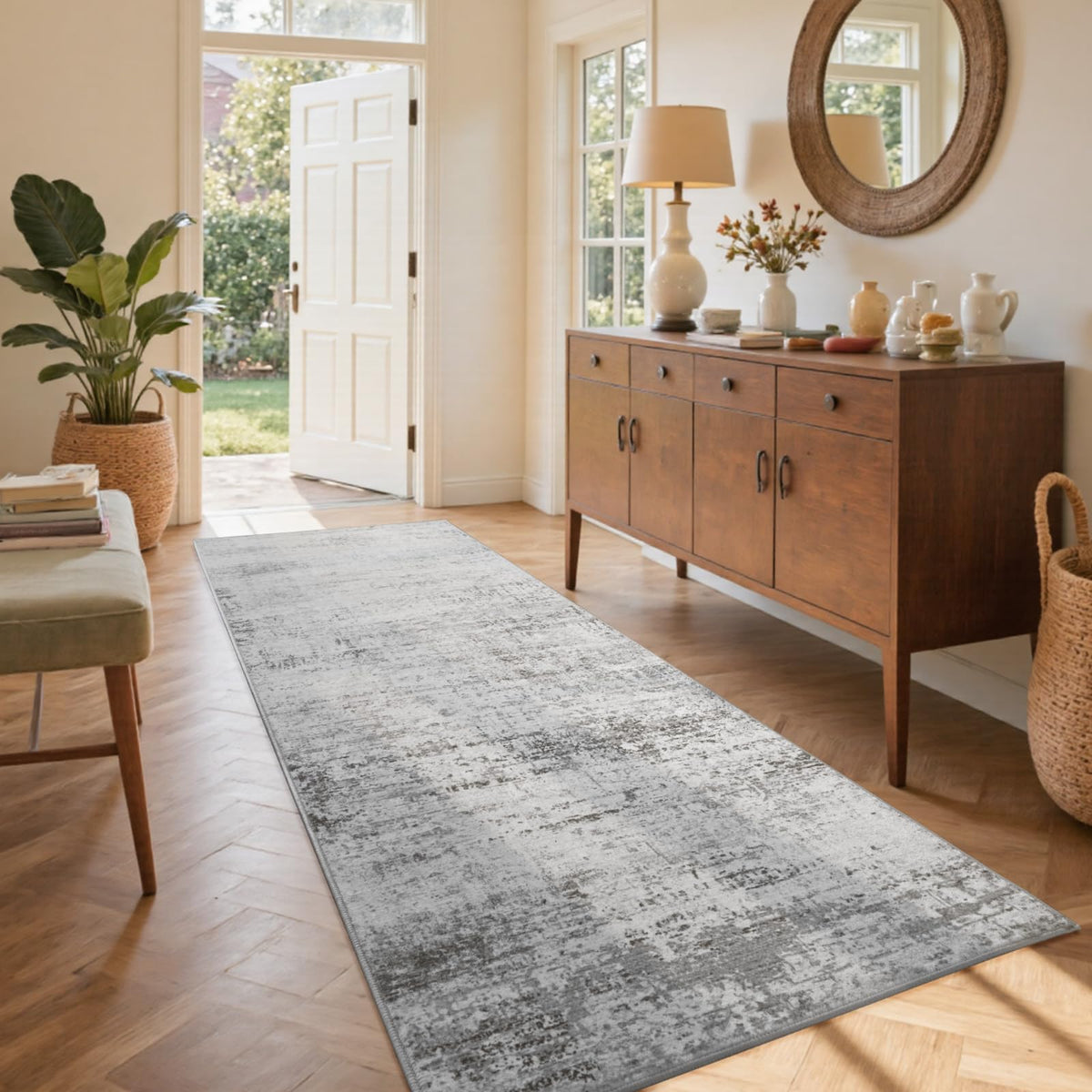 6x9 Ft Large Area Rugs for Living Room, Soft Non-Slip Washable Rugs Modern Abstract Pattern Carpet for Bedroom Indoor Floor Nursery Home Decor (Blue)