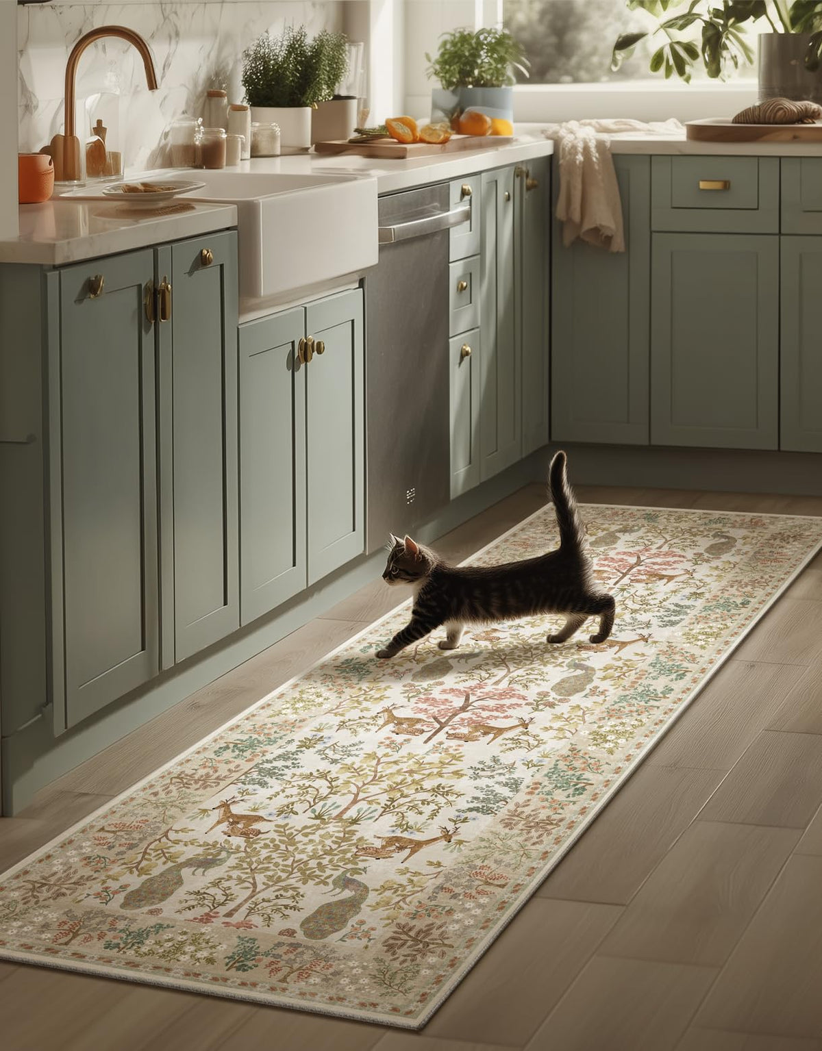 Washable Area Rugs for Living Room: 9x12 Area Rug for Bedroom Vintage Stain Resistant Non Slip Low Pile Lightweight Soft Carpet for Kitchen Dining Room Farmhouse Kids Room Nursery