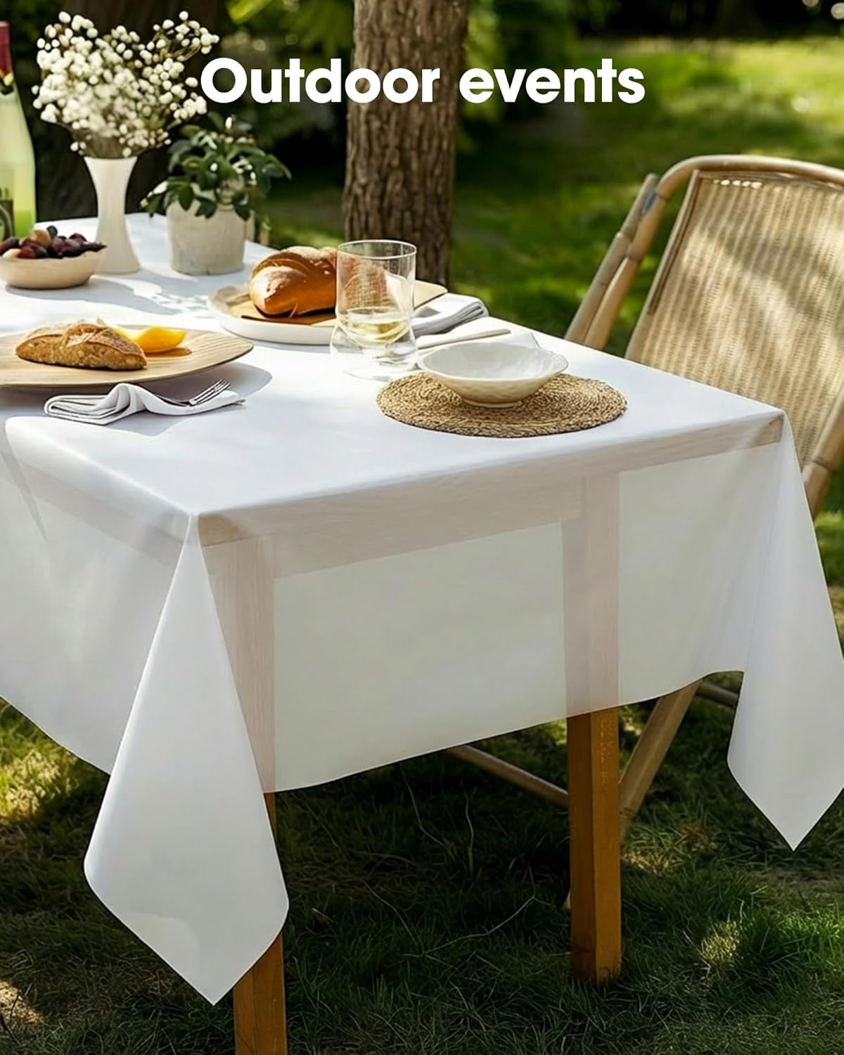 Pureegg Plastic Table Cloth Disposable 8 Pack 54 x 108 Inch, White