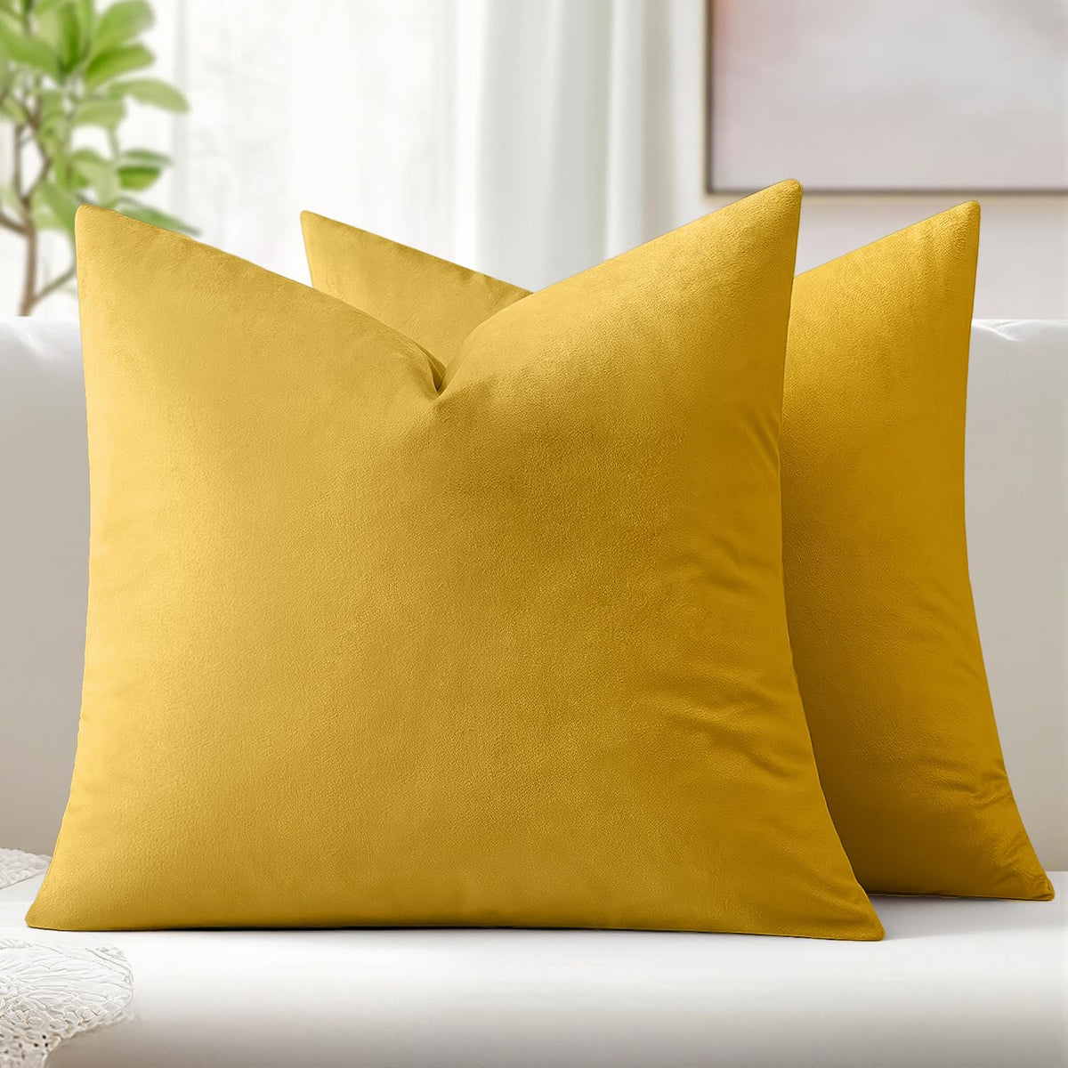 MIULEE Velvet Throw Pillow Covers 18x18 Inch Pack of 2 Dark Blue