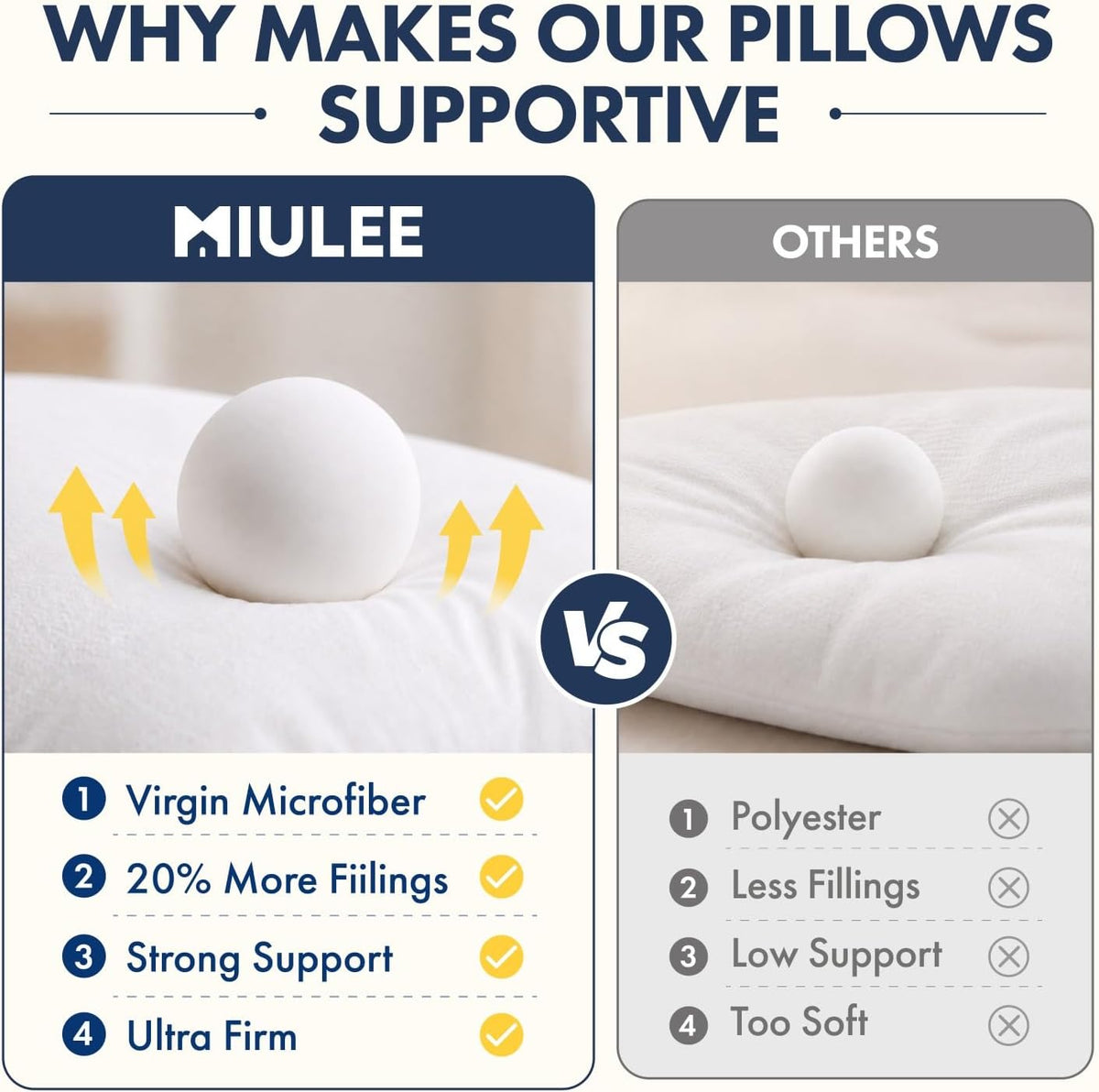 MIULEE 20x20 Throw Pillows Inserts 2 Pack, Decorative Pillows for Couch Bed