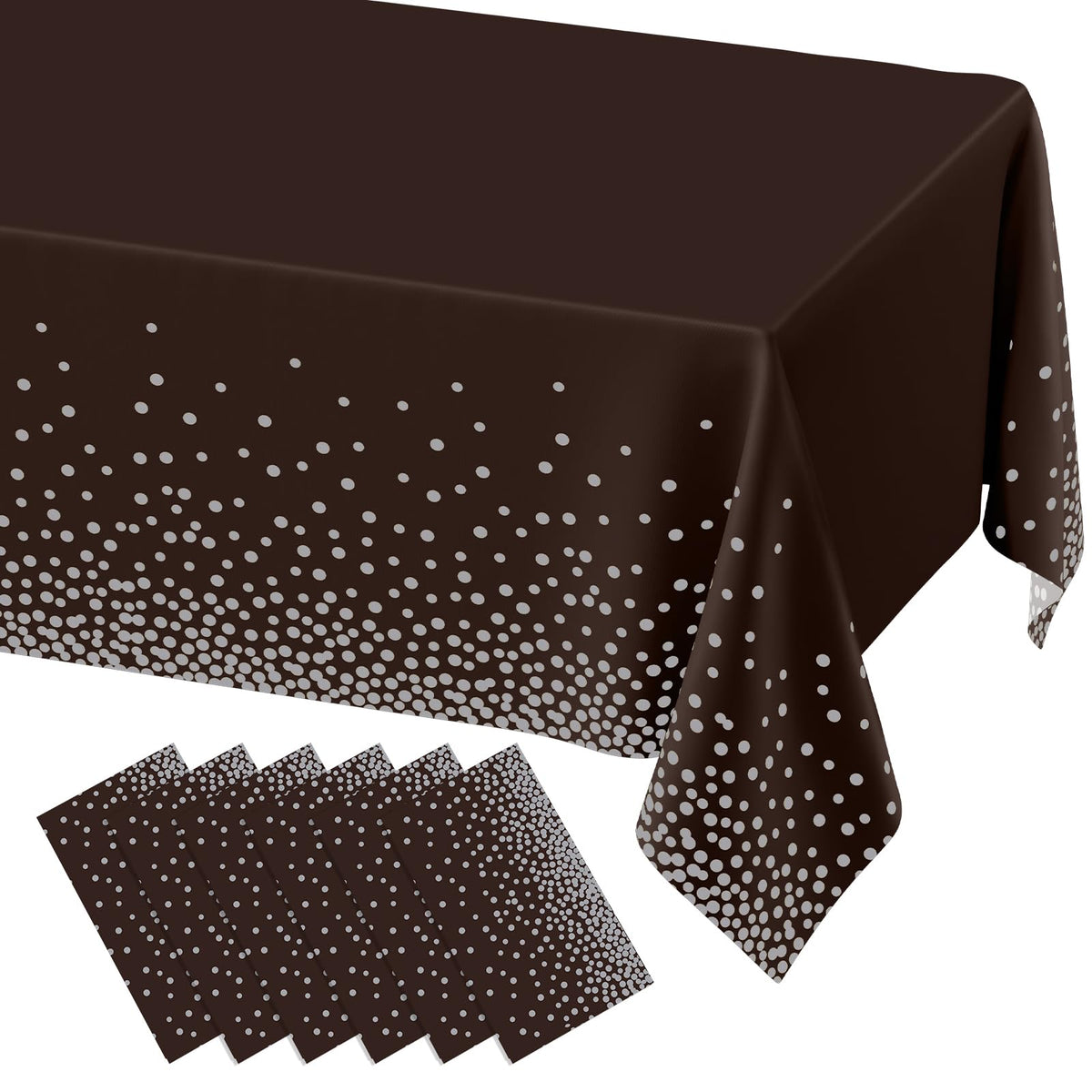 misaya 3 Packs Dot Disposable Table Cloth, 54 x 108 Inch Waterproof Plastic Tablecloth, Rectangle Gold Dots in White Table Covers for Picnic, Birthday, Party and Back to School