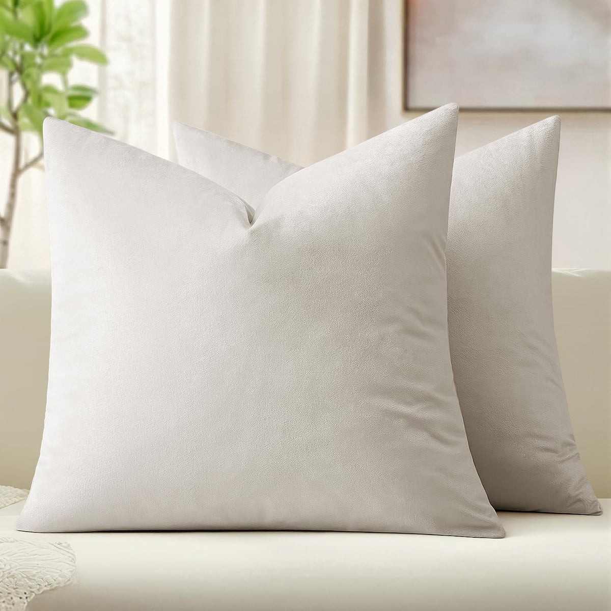 MIULEE Velvet Throw Pillow Covers 18x18 Inch Pack of 2 Dark Blue