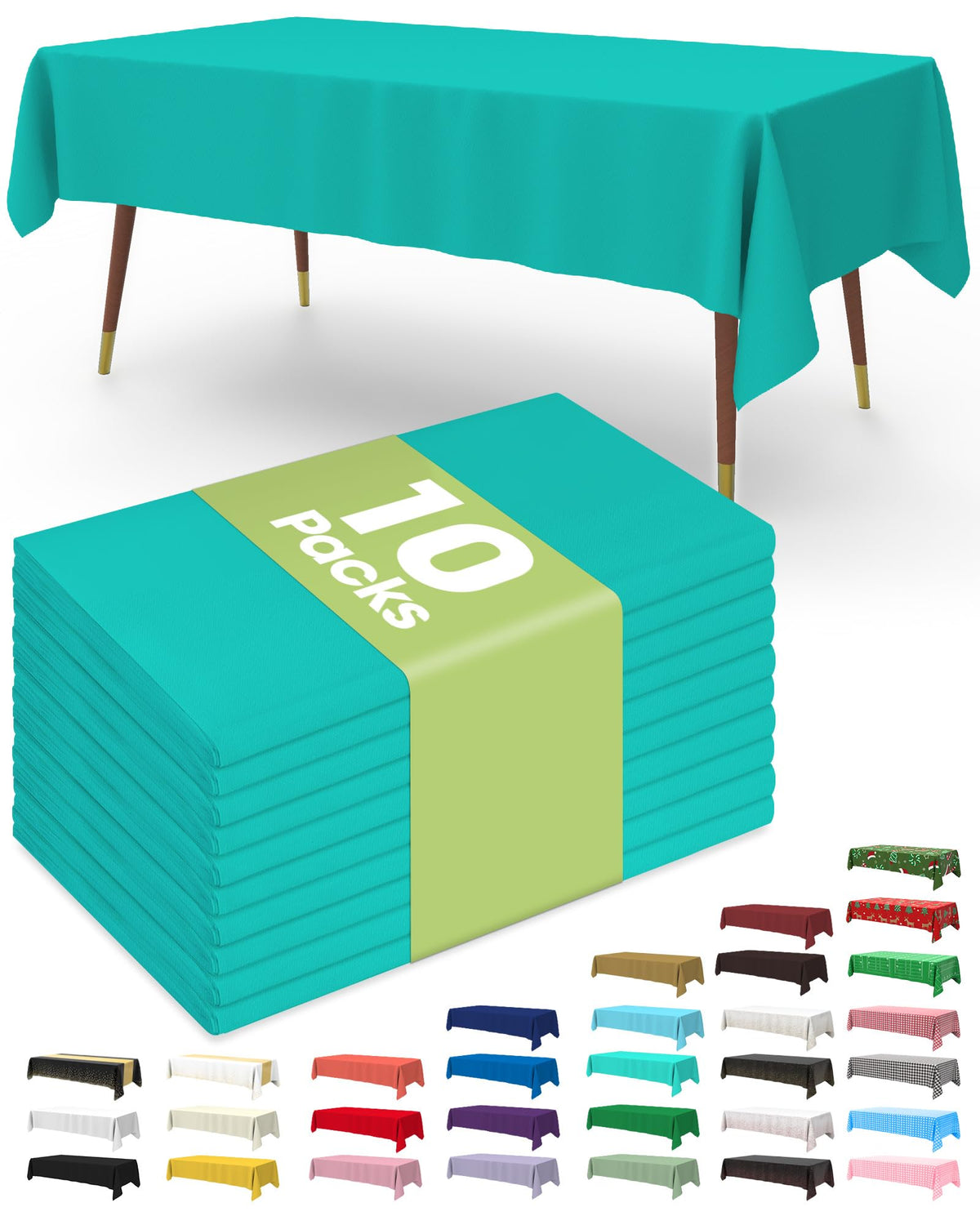 Pureegg Plastic Table Cloth Disposable 54x108 Inch 10 Pack, White