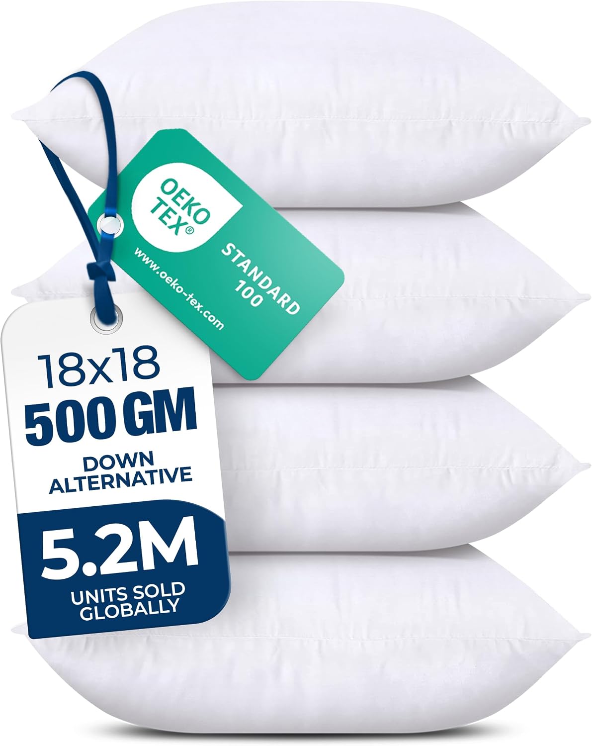 Utopia Bedding Throw Pillows, Decorative 18x18 Pillow Inserts, Set of 4