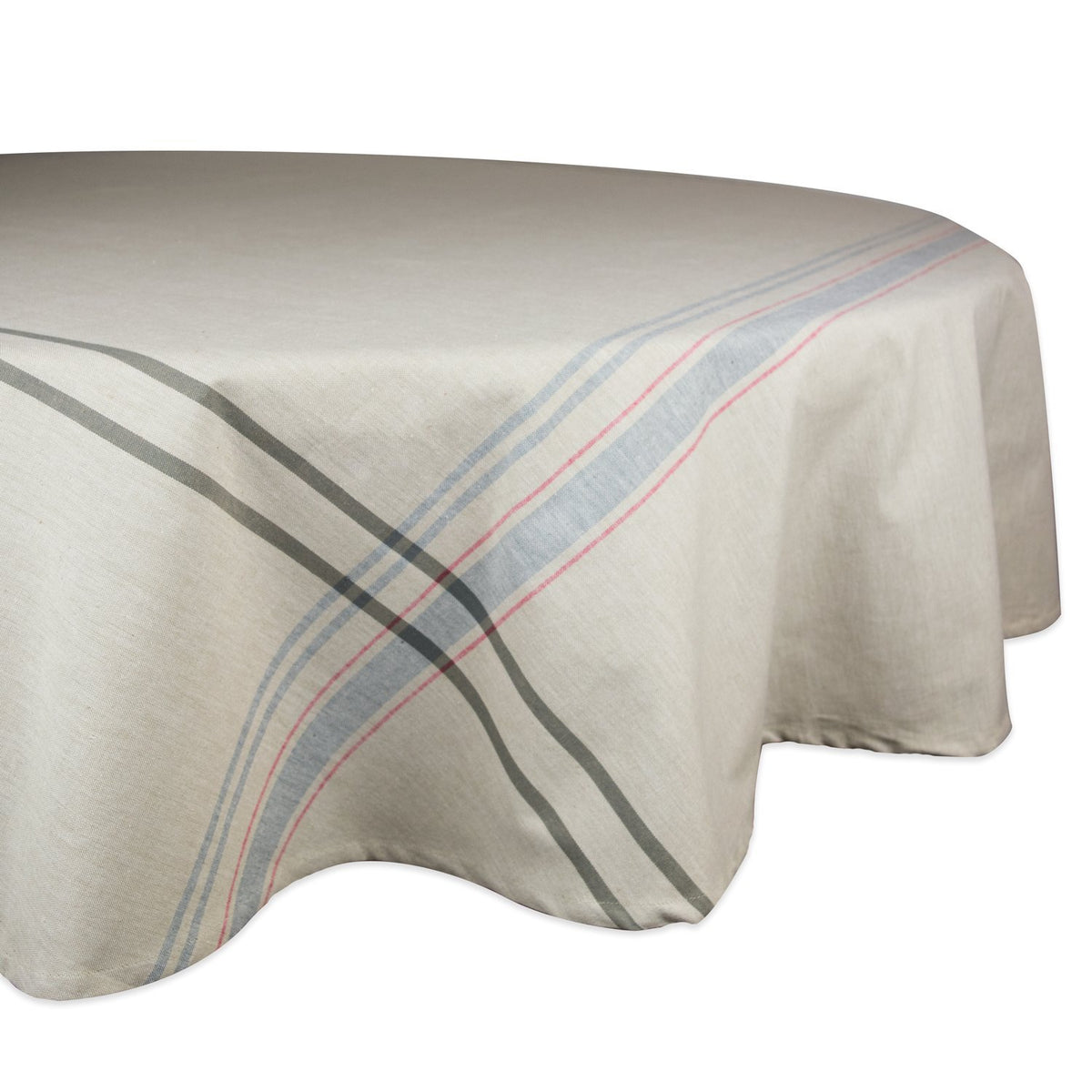 DII French Stripe Tabletop Collection Farmhouse Style Dining Table Linen Tablecloth, 60x120, Blue Chambray