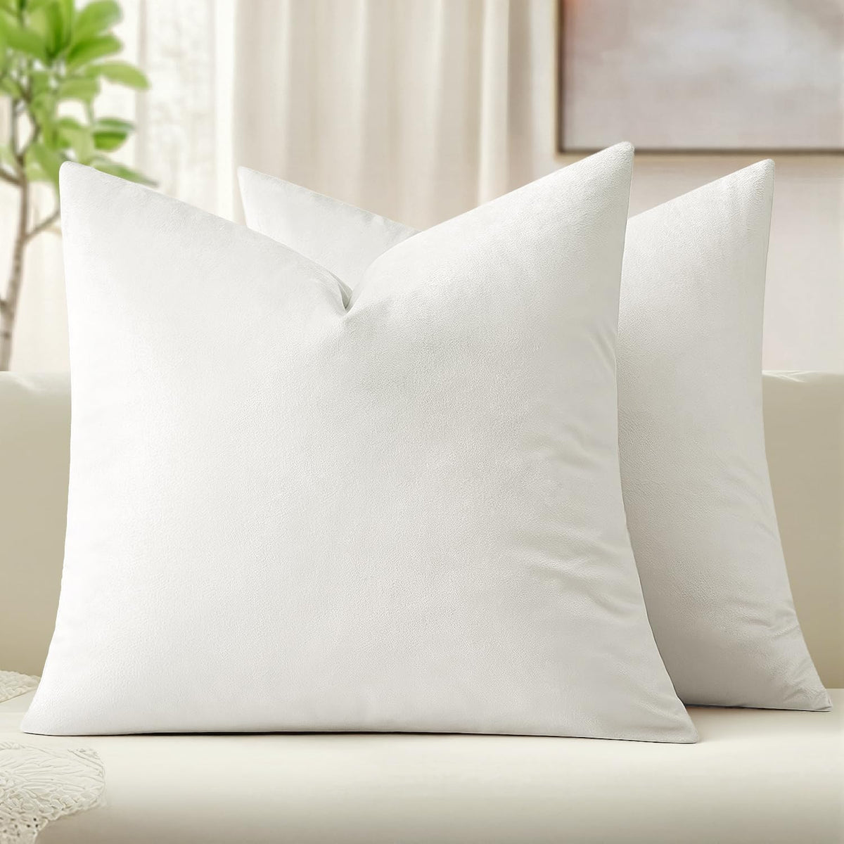 MIULEE Velvet Throw Pillow Covers 18x18 Inch Pack of 2 Dark Blue
