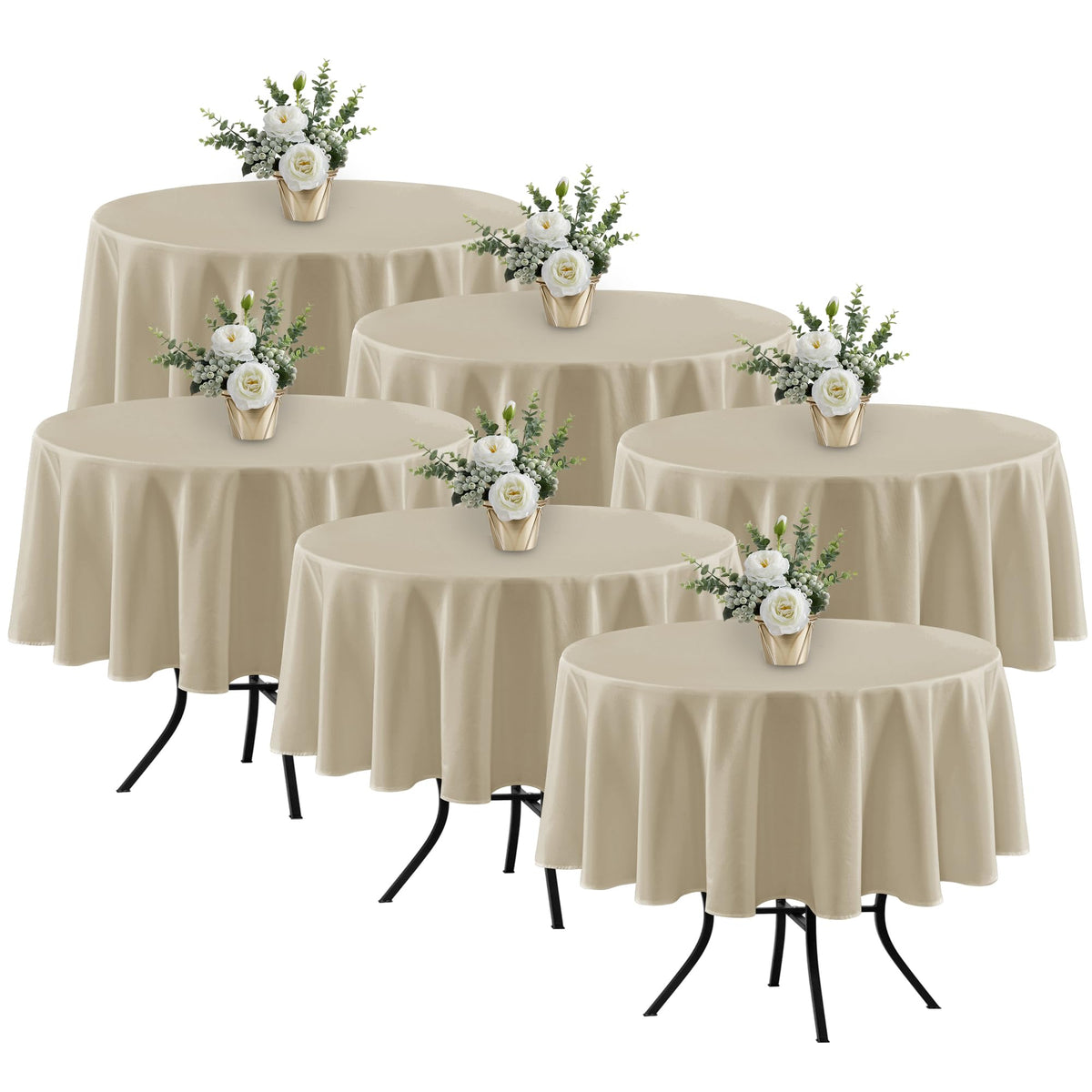 Fitable 6 Pack White Table Cloths 70x120 Inch for 6-8 Ft Rectangle Tables
