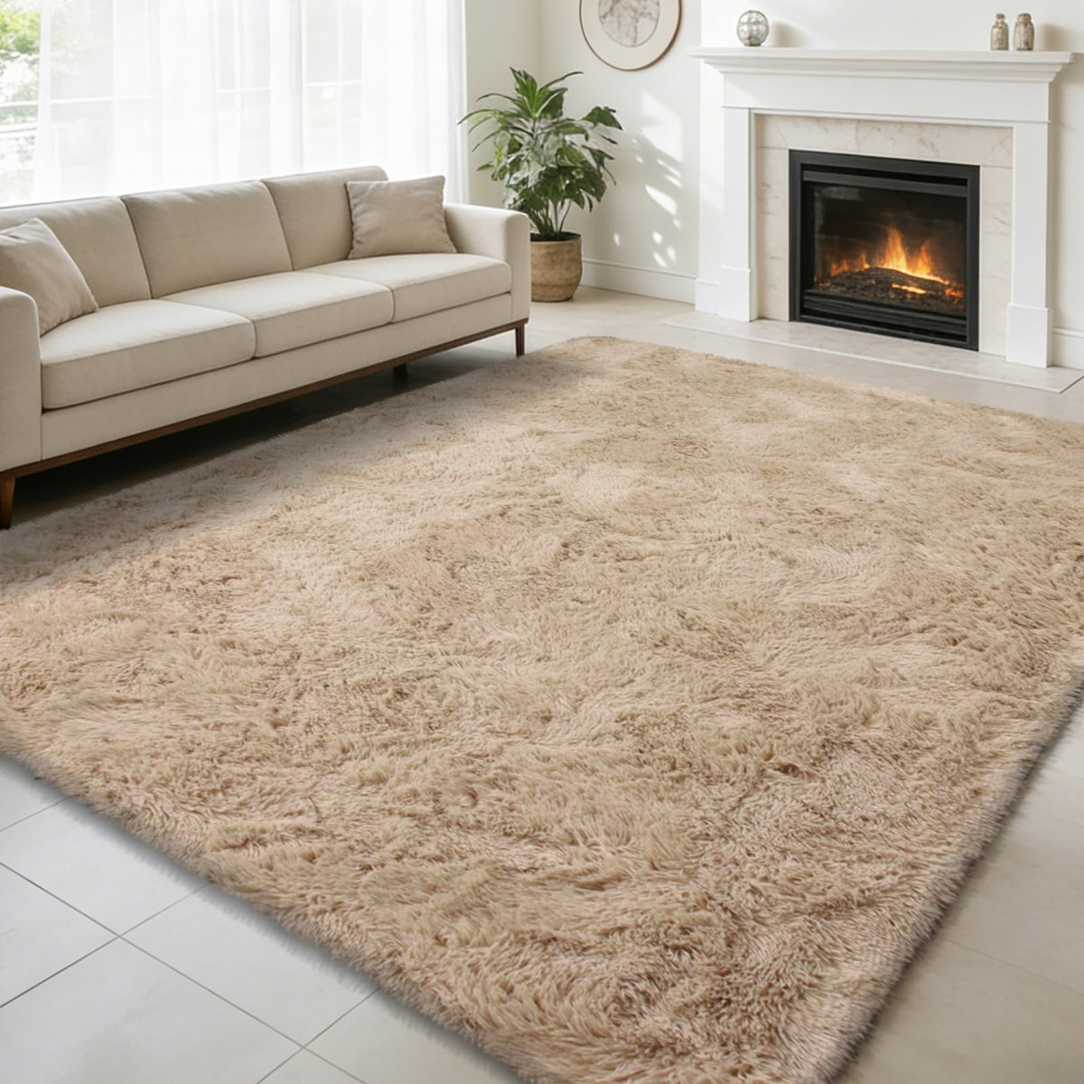 6x9 Black Fluffy Area Rug for Living Room,Large Shag Area Rugs for Bedroom