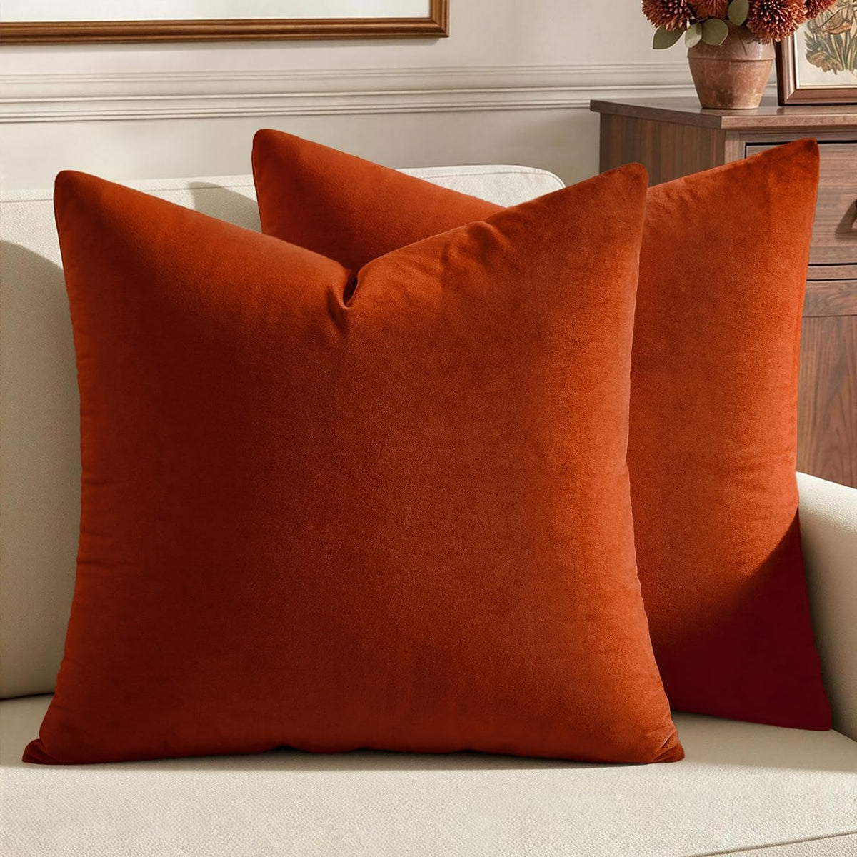 MIULEE Velvet Throw Pillow Covers 18x18 Inch Pack of 2 Dark Blue