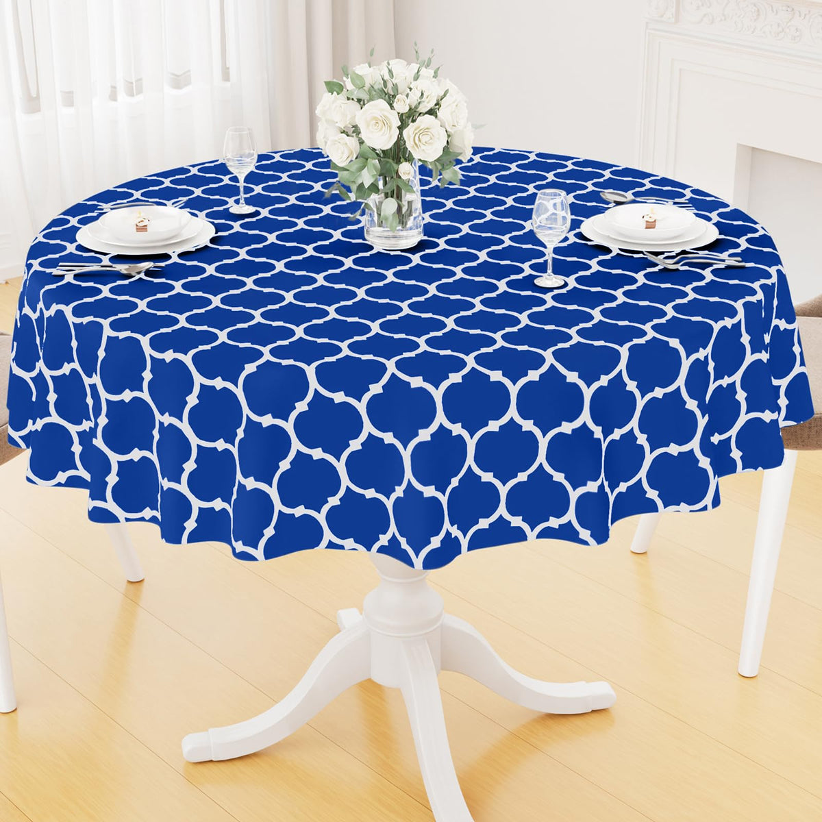 Smiry Rectangle Table Cloth, Flannel Backed Vinyl Tablecloth, 60"x84"