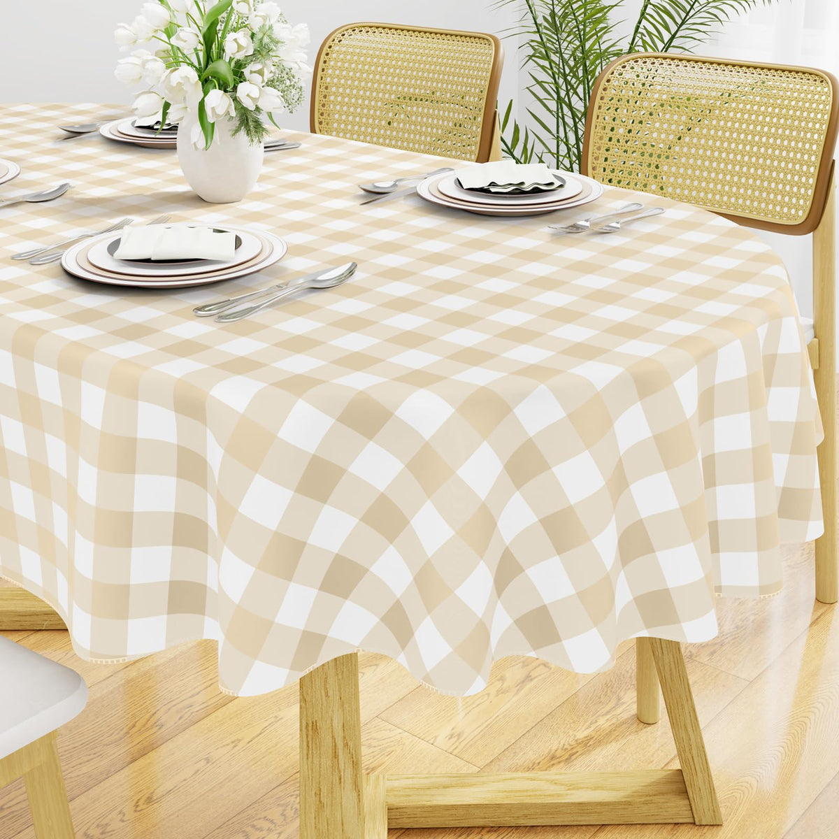 Smiry Picnic Table Cloth, Vinyl Tablecloths with Flannel Backing, 60"x84"