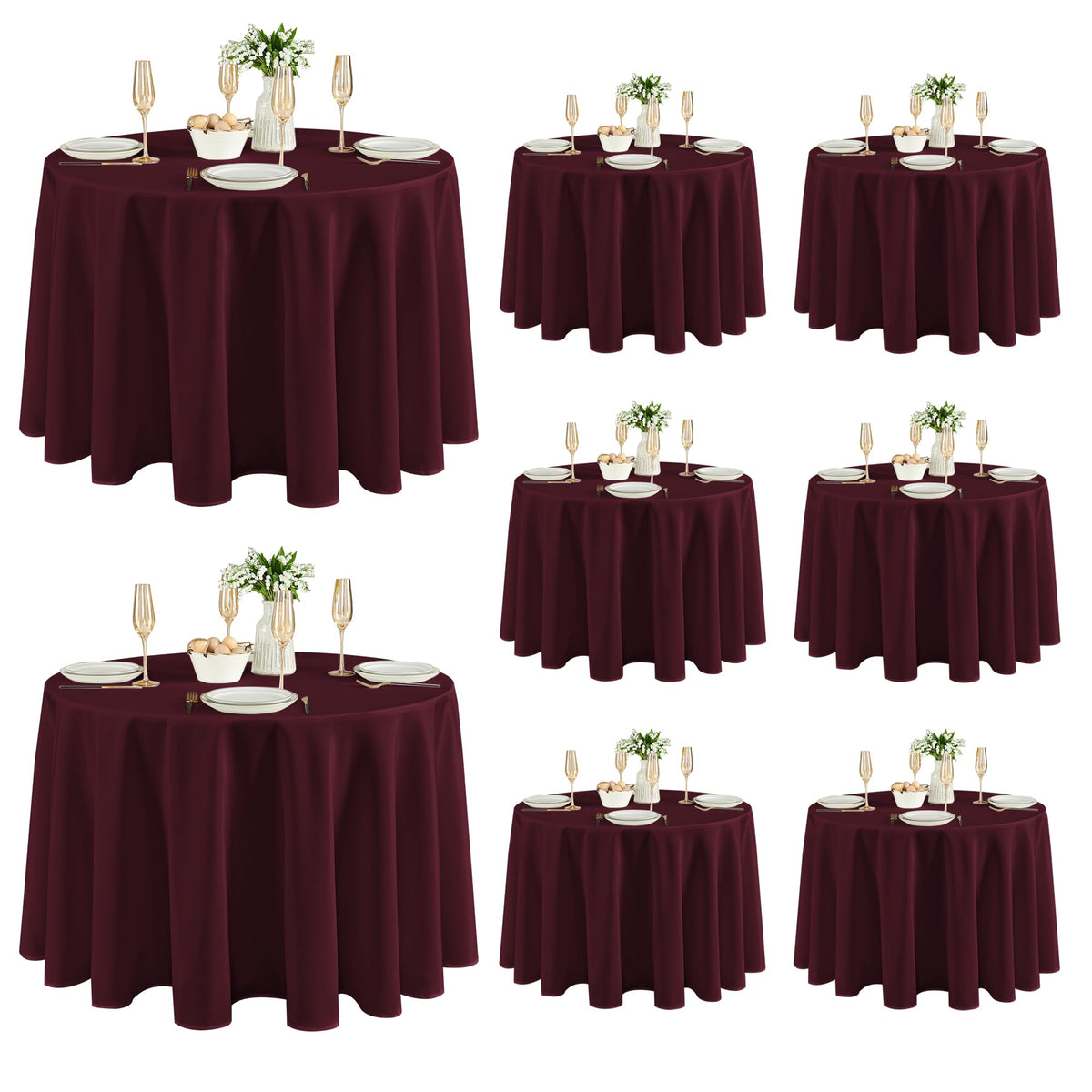 Fitable 6 Pack White Table Cloths 70x120 Inch for 6-8 Ft Rectangle Tables