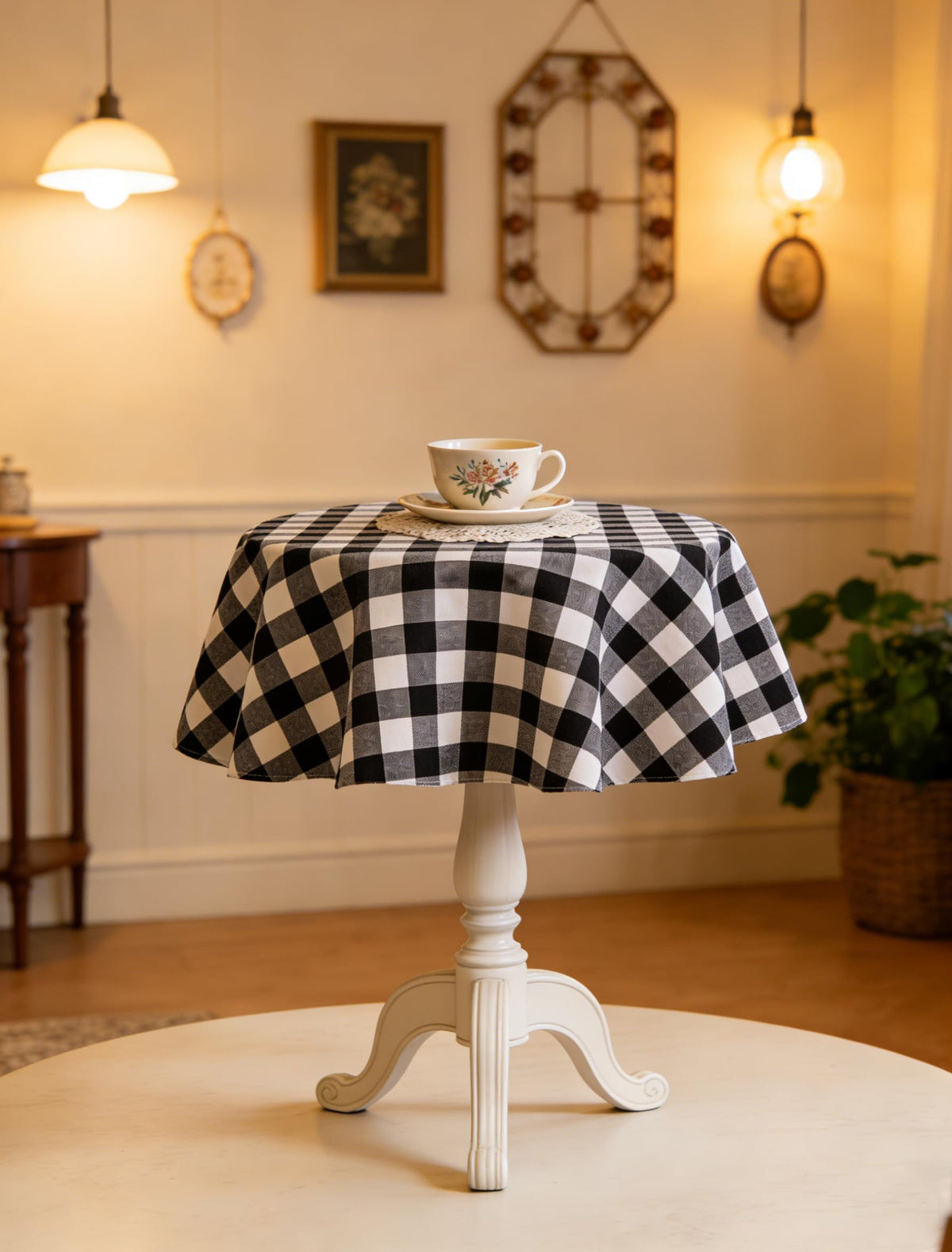 Waterproof Checkered Tablecloth Fabric - Rectangle 58x84 Inch Classic Gingham Buffalo Plaid Table Cloth for Indoor/Outdoor Use - Washable Table Cover for Kitchen, BBQs, and Parties