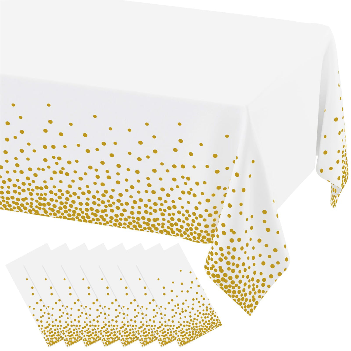 misaya 8 Packs Disposable Plastic Table Cloth, Gold Dots in Black