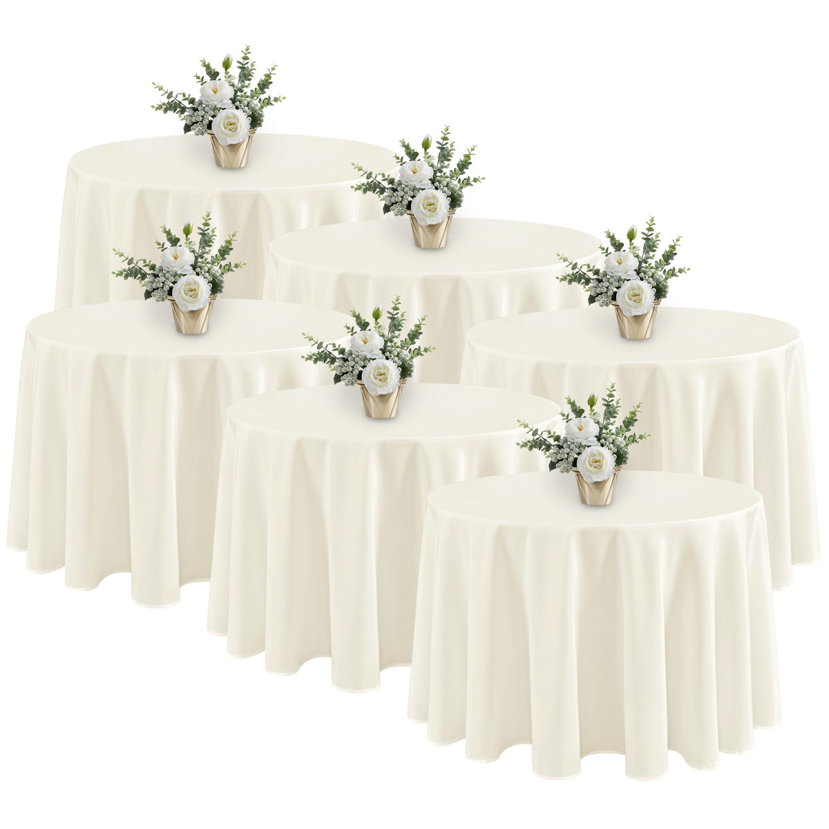 Fitable 6 Pack White Table Cloths 70x120 Inch for 6-8 Ft Rectangle Tables