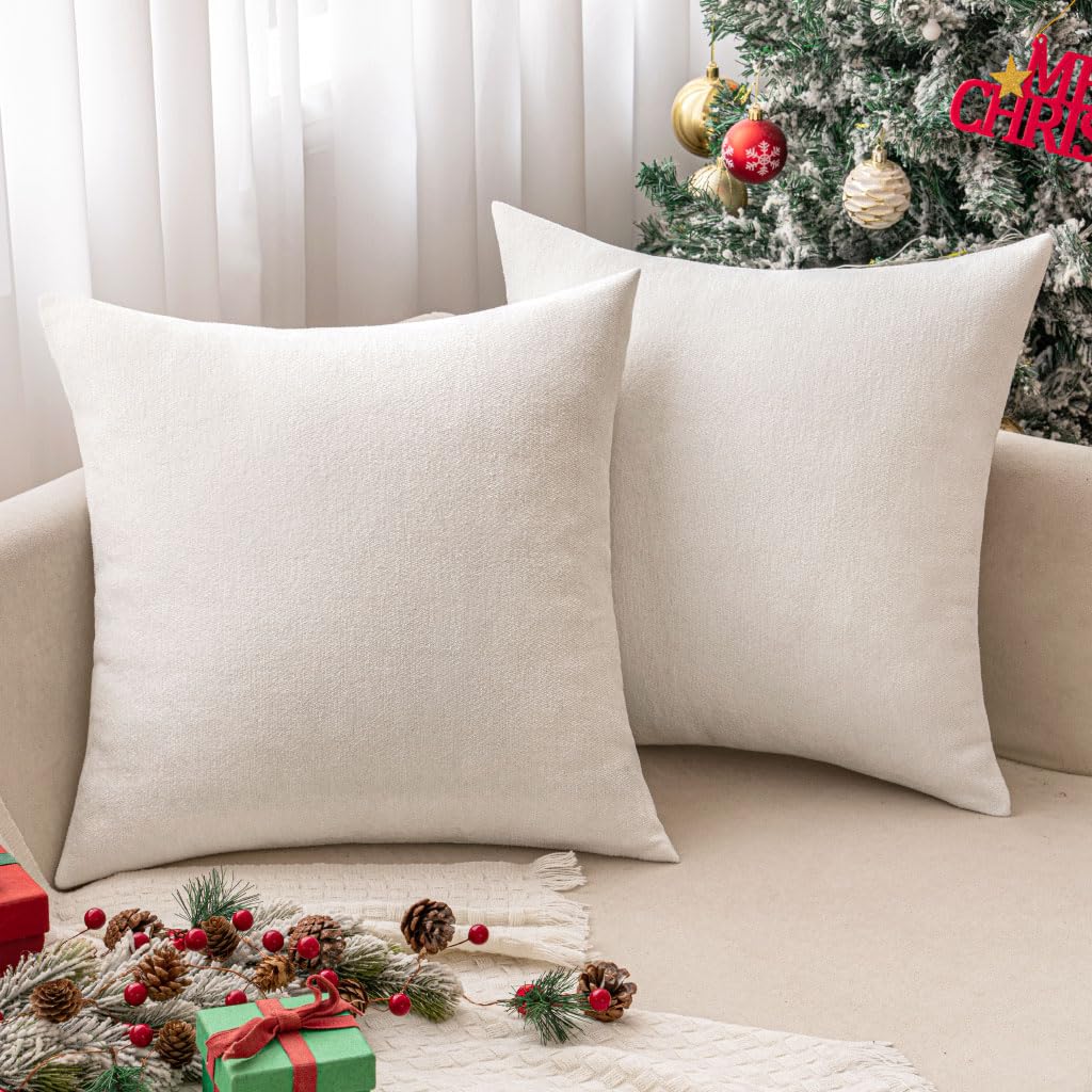 MIULEE Pack of 2 Beige Decorative Pillow Covers 18x18 Inch
