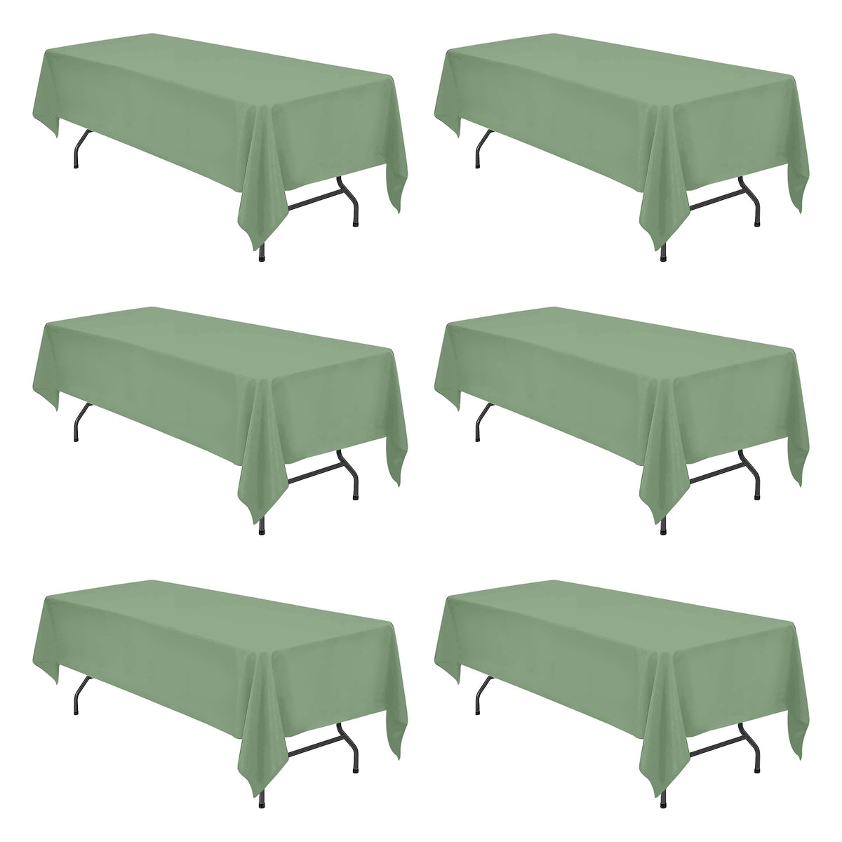 BRILLMAX 6 Pack Ivory Tablecloths 90x132 Inch for 6ft Rectangle Tables