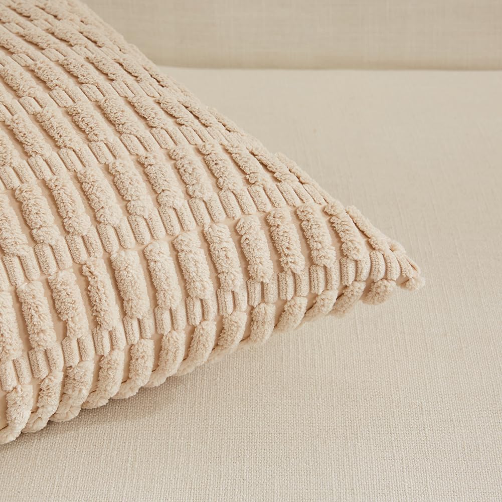 Fancy Homi 4 Packs Decorative Throw Pillow Covers for Living Room Couch Bed, Modern Farmhouse Boho Home Décor Accent Cushion Case, 18" x 18", Neutral