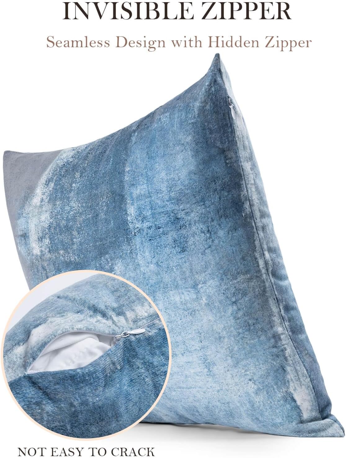 Set of 4 Blue and Grey Abstract Art Artwork Pillow Cover 18 x 18 Inch, Gallery Modern Decorative Throw Pillows Cushion Cover for Bedroom Sofa Living Room