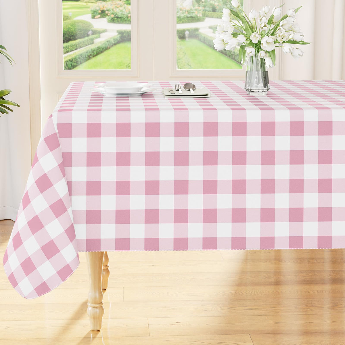 Smiry Picnic Table Cloth, Vinyl Tablecloths with Flannel Backing, 60"x84"