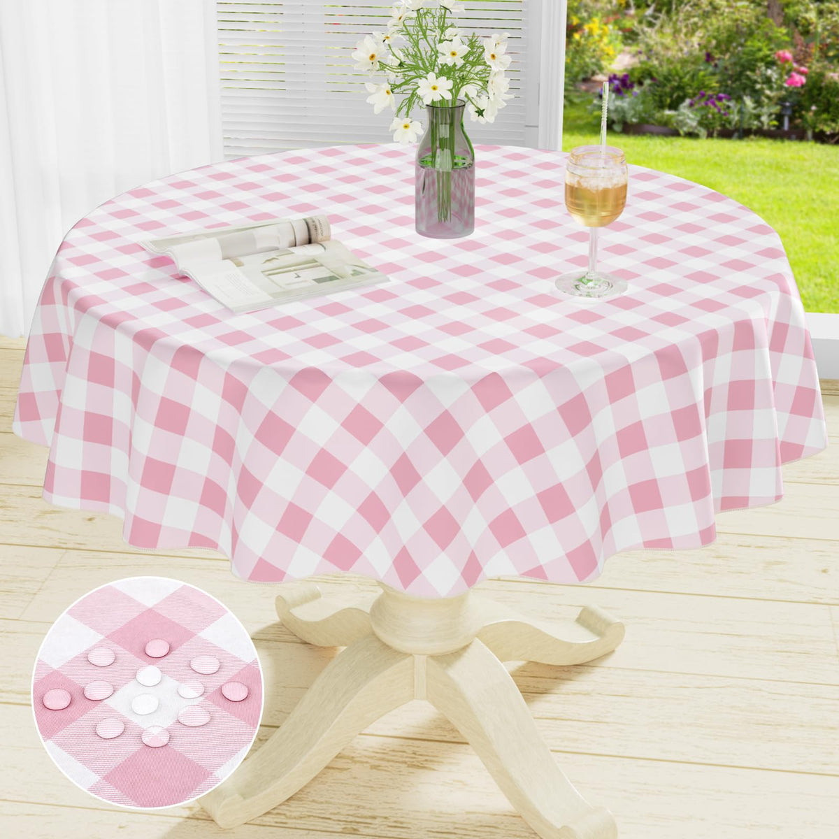 misaya Rectangular Waterproof Vinyl Table Cloth, Flannel Backed Tablecloth