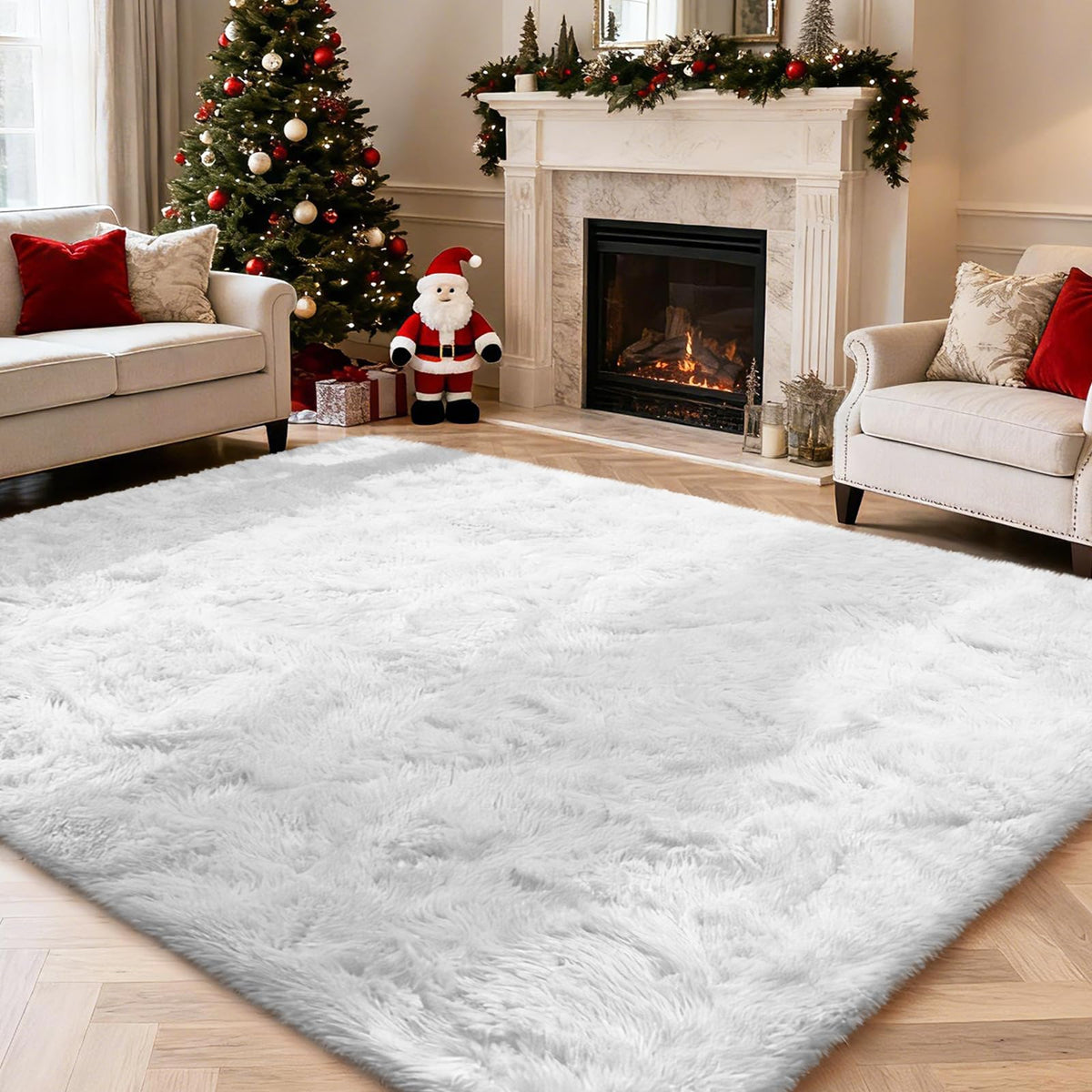 6x9 Black Fluffy Area Rug for Living Room,Large Shag Area Rugs for Bedroom