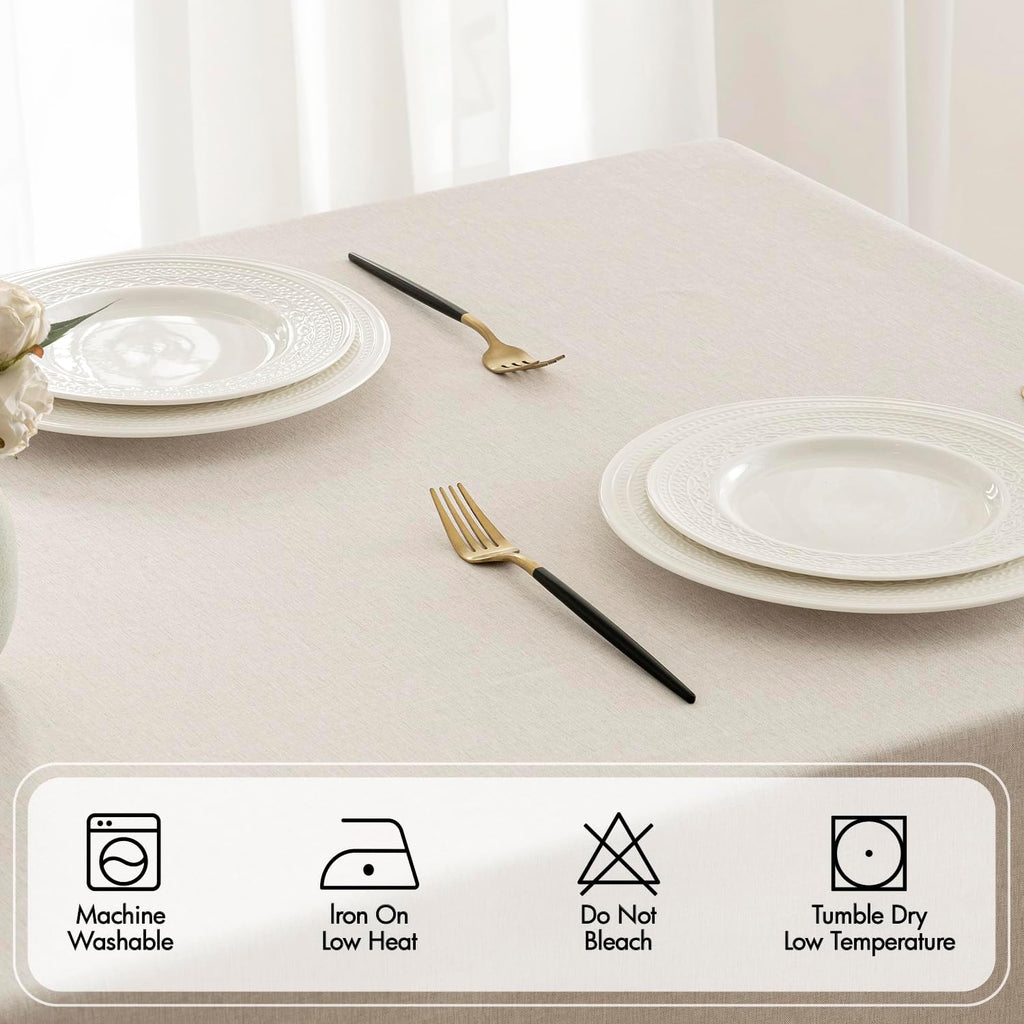MIULEE Beige Rectangle Tablecloth with Decorative Cutouts 60x104 inch