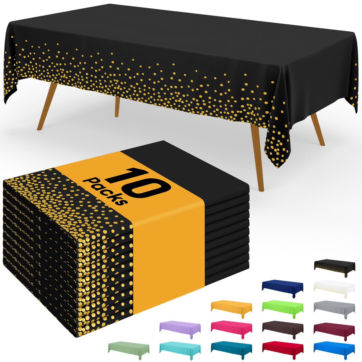 Smiry Disposable Table Cloth - 6 Pack, 54 x 108 Inch Waterproof Rectangle Tablecloths for Parties, Decorative Plastic Table Cover, Leakproof & Sturdy, White