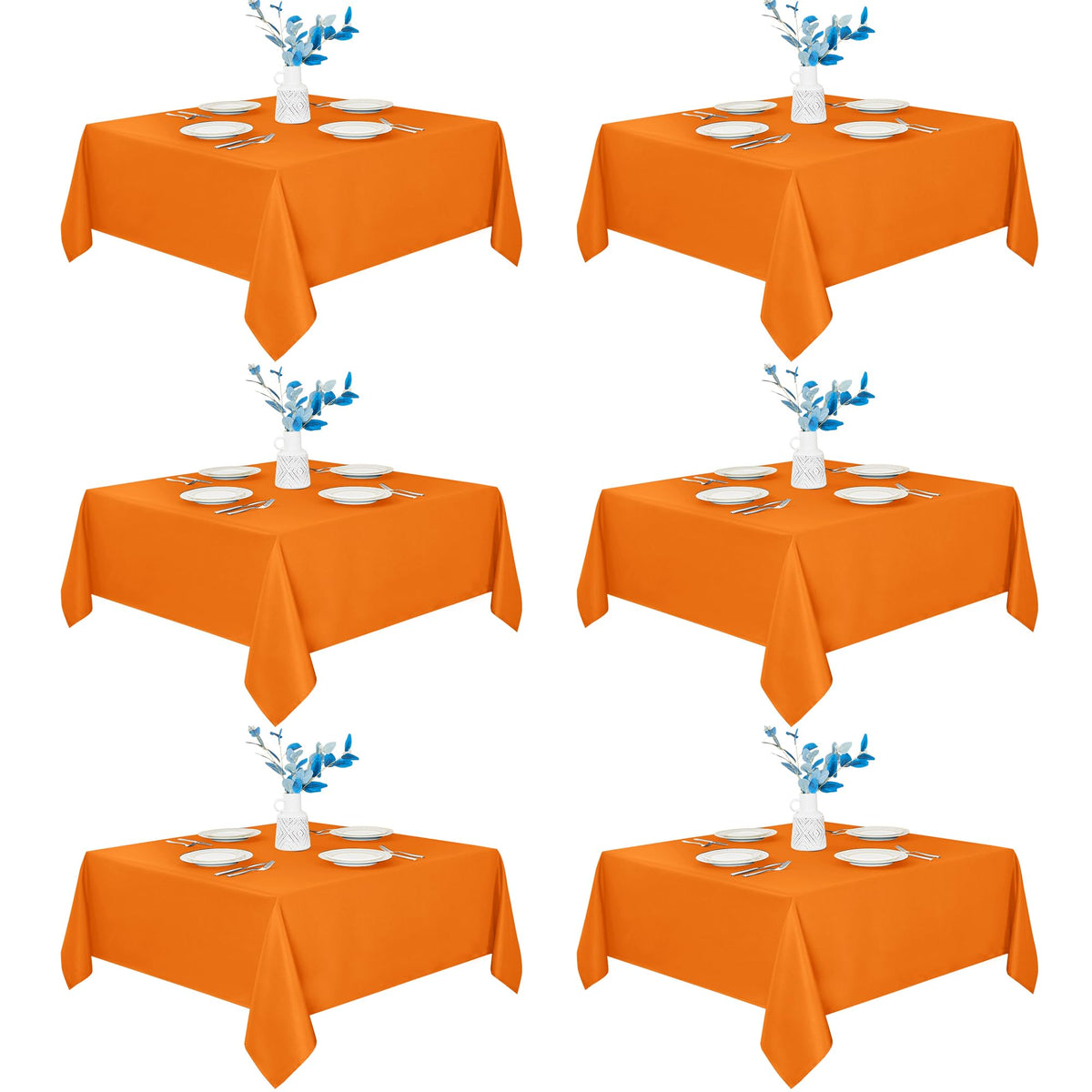 Fitable 6 Pack White Table Cloths 70x120 Inch for 6-8 Ft Rectangle Tables