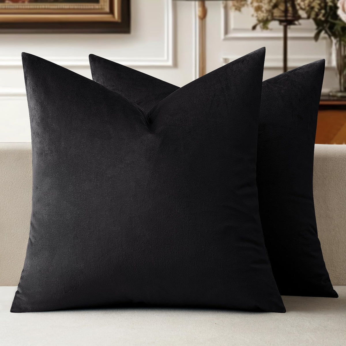MIULEE Velvet Throw Pillow Covers 18x18 Inch Pack of 2 Dark Blue