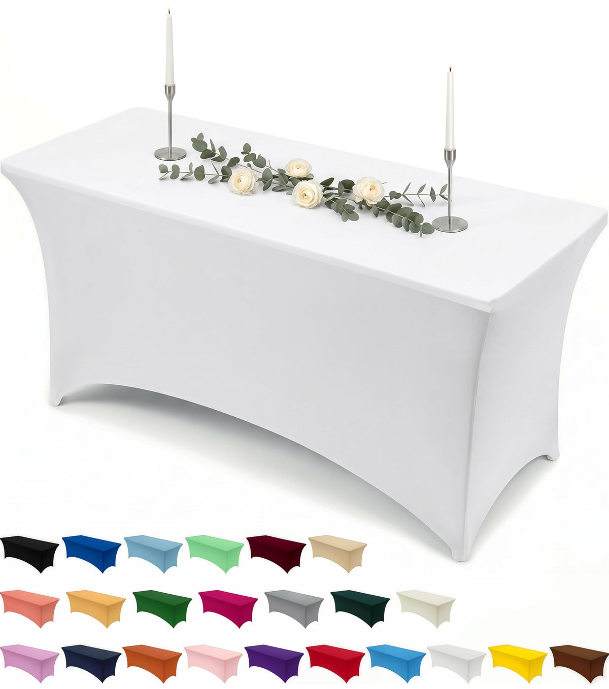 Utopia Kitchen Spandex Tablecloth 2 Pack [6FT, Black] Tight, Fitted, Washable and Wrinkle Resistant Stretch Rectangular Patio Table Cover for Event, Wedding, Banquet & Parties [72Lx30Wx30H Inch]