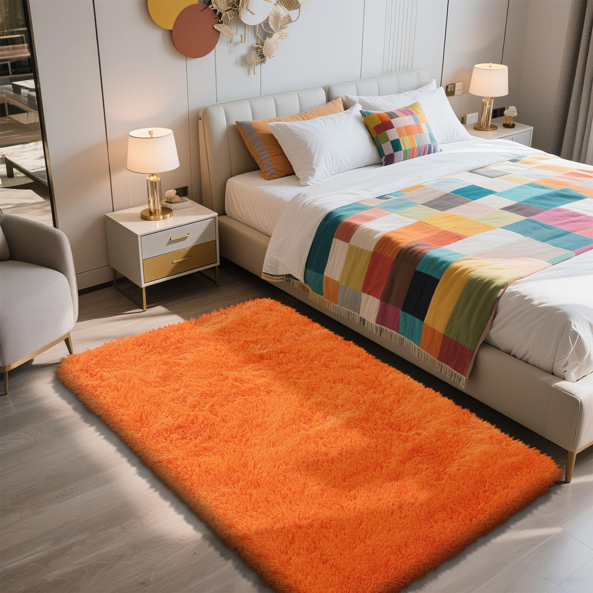6x9 Black Fluffy Area Rug for Living Room,Large Shag Area Rugs for Bedroom
