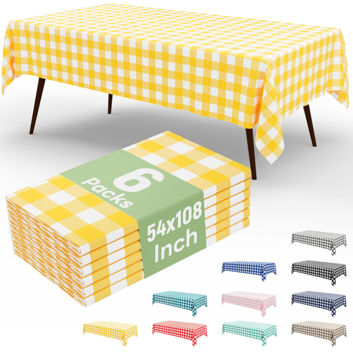 misaya 4 Packs Buffalo Disposable Table Cloth, 54 x 108 Inch Waterproof Plastic Tablecloth, Rectangle Red and White Checkered Table Covers for Picnic, Birthday, Party, Back to School