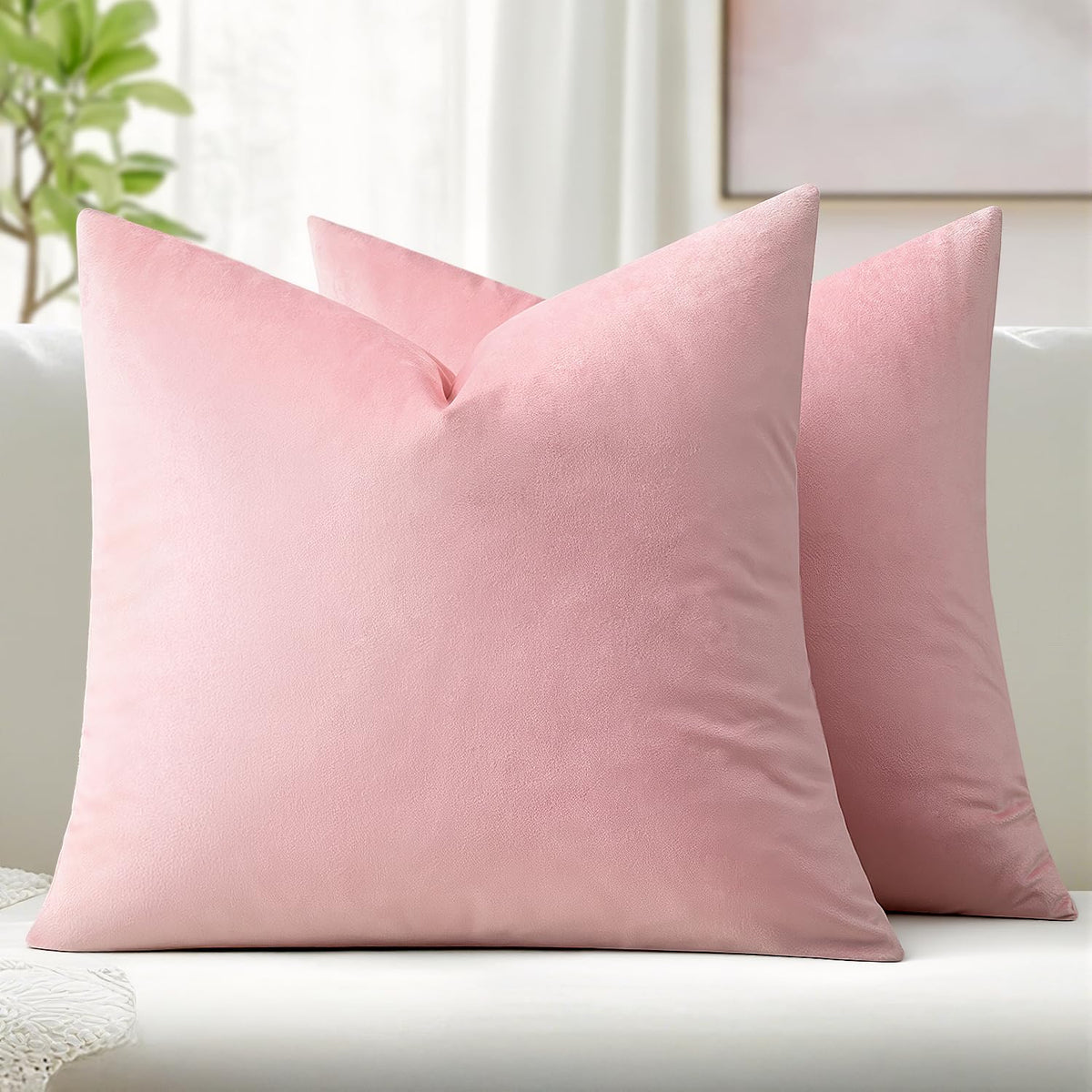 MIULEE Velvet Throw Pillow Covers 18x18 Inch Pack of 2 Dark Blue