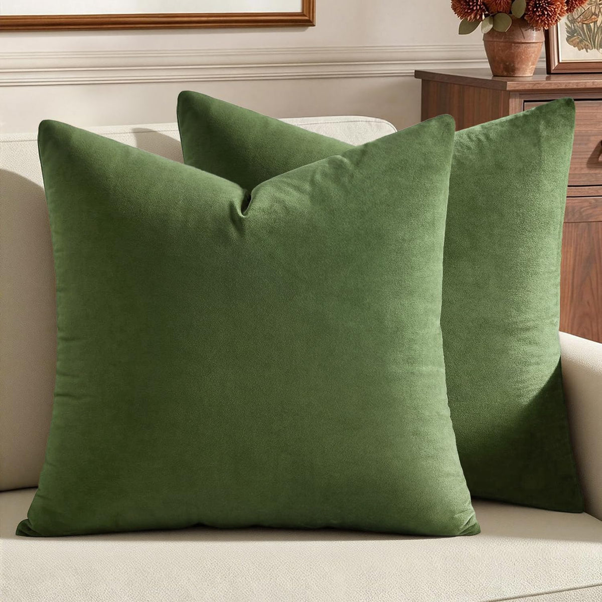 MIULEE Velvet Throw Pillow Covers 18x18 Inch Pack of 2 Dark Blue
