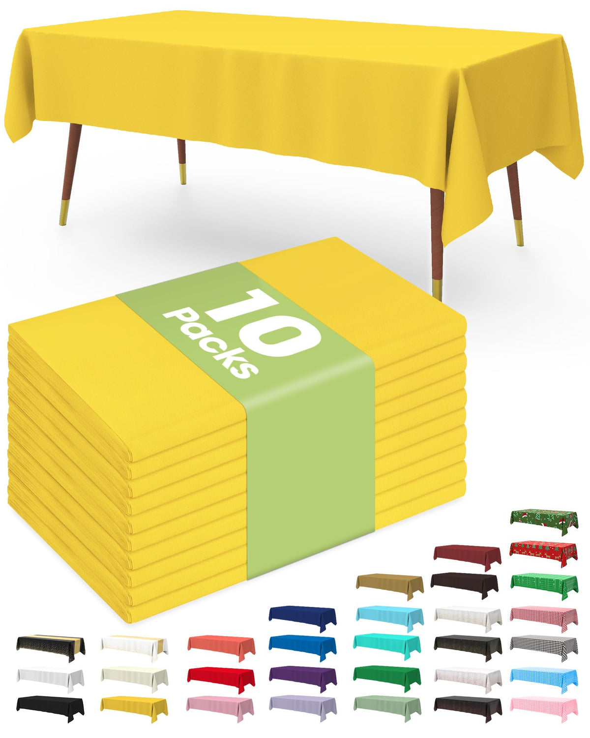 Pureegg Plastic Table Cloth Disposable 54x108 Inch 10 Pack, White