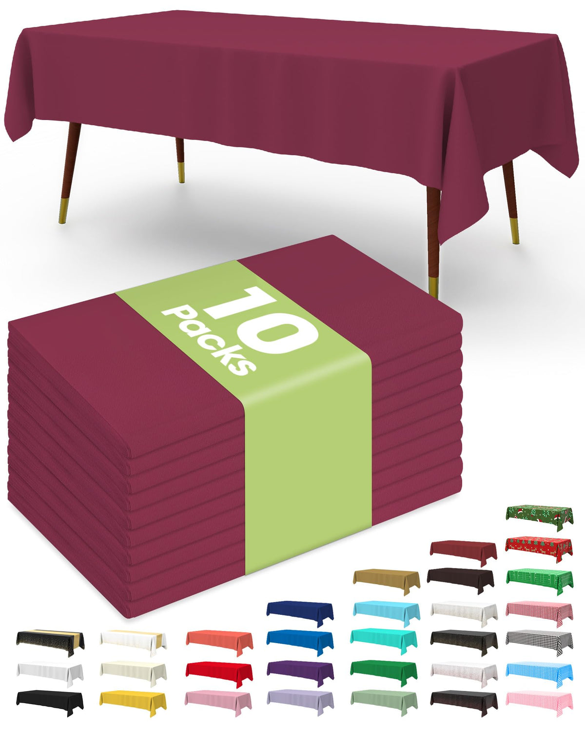 Pureegg Plastic Table Cloth Disposable 8 Pack 54 x 108 Inch, White