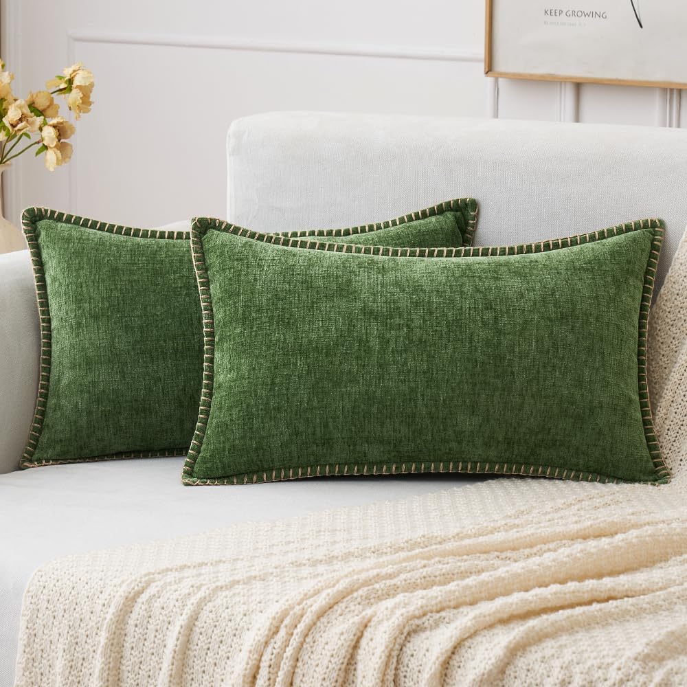 MIULEE Decorative Couch Throw Pillow Covers 18x18 Inch Sage Green 2 Pack