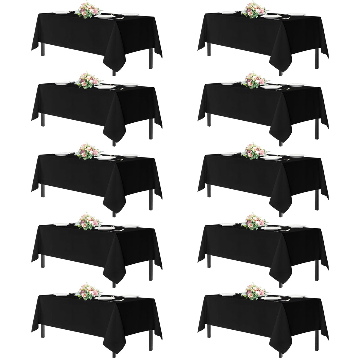 sancua 2 Pack White Table Cloth 60x102 Inch for 6 Feet Rectangle Tables