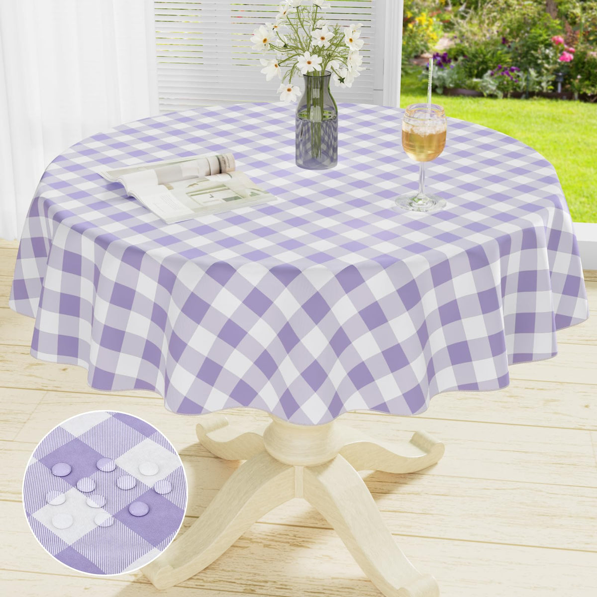 misaya Rectangular Waterproof Vinyl Table Cloth, Flannel Backed Tablecloth