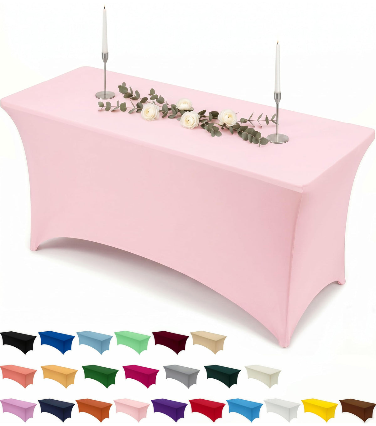 Utopia Kitchen Spandex Tablecloth 2 Pack [6FT, Black] Tight, Fitted, Washable and Wrinkle Resistant Stretch Rectangular Patio Table Cover for Event, Wedding, Banquet & Parties [72Lx30Wx30H Inch]