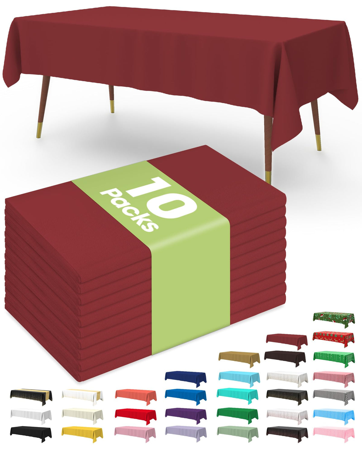 Pureegg Plastic Table Cloth Disposable 54x108 Inch 10 Pack, White